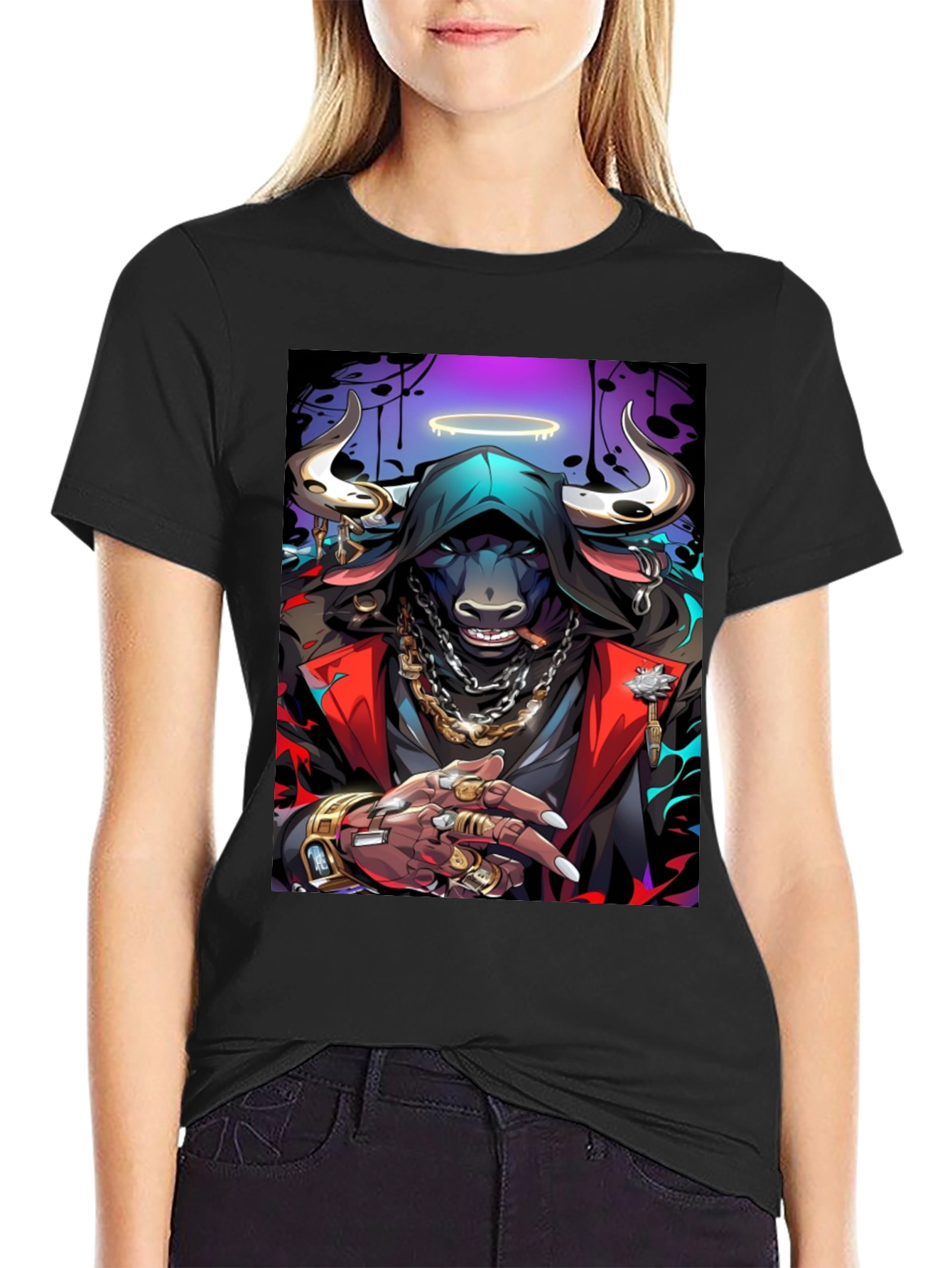 Black Bull Gangster Graphic Tee - Urban Style T-Shirt view 2
