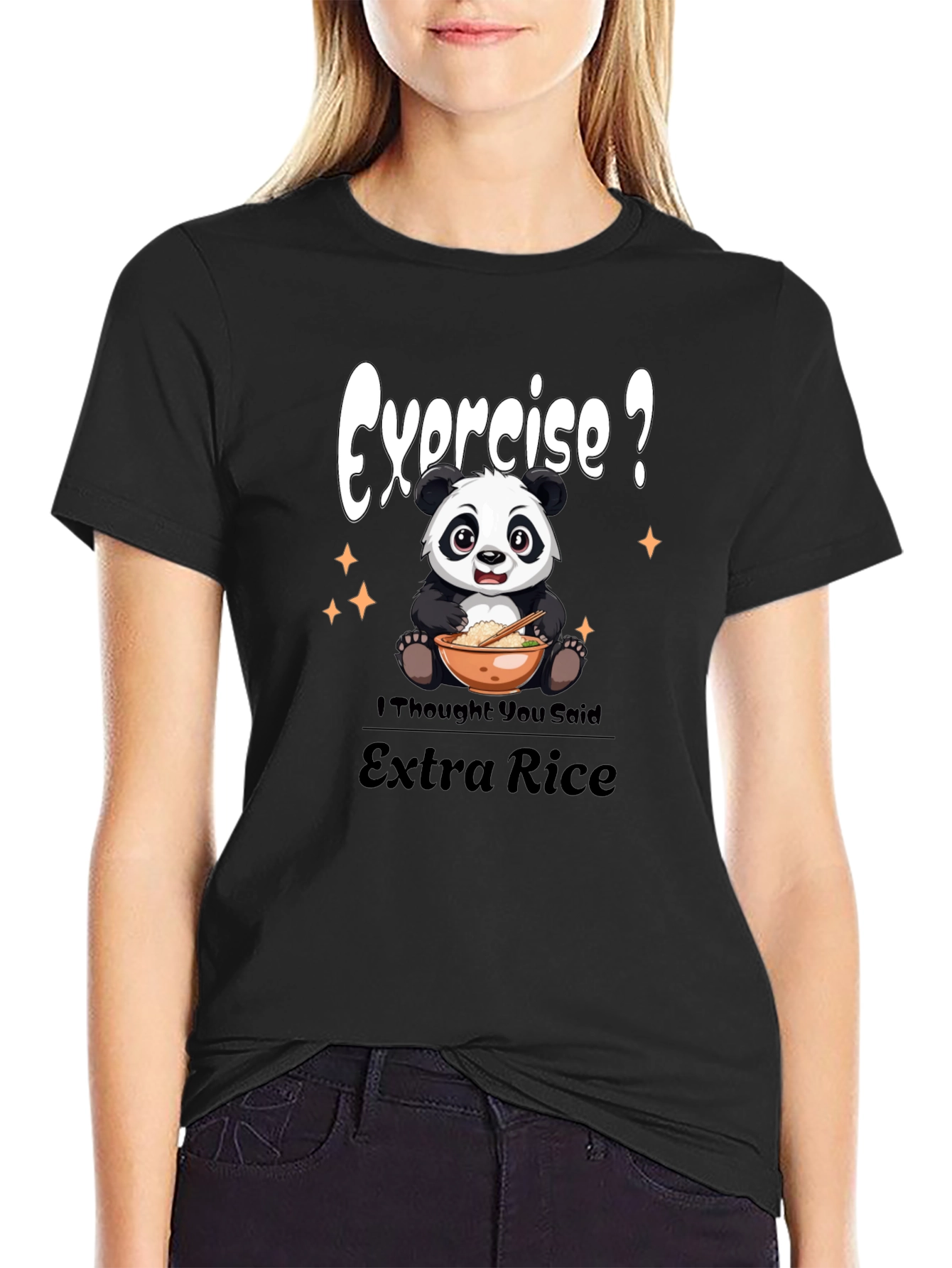 Black Exercise? Panda Extra Rice Graphic Tee view 2