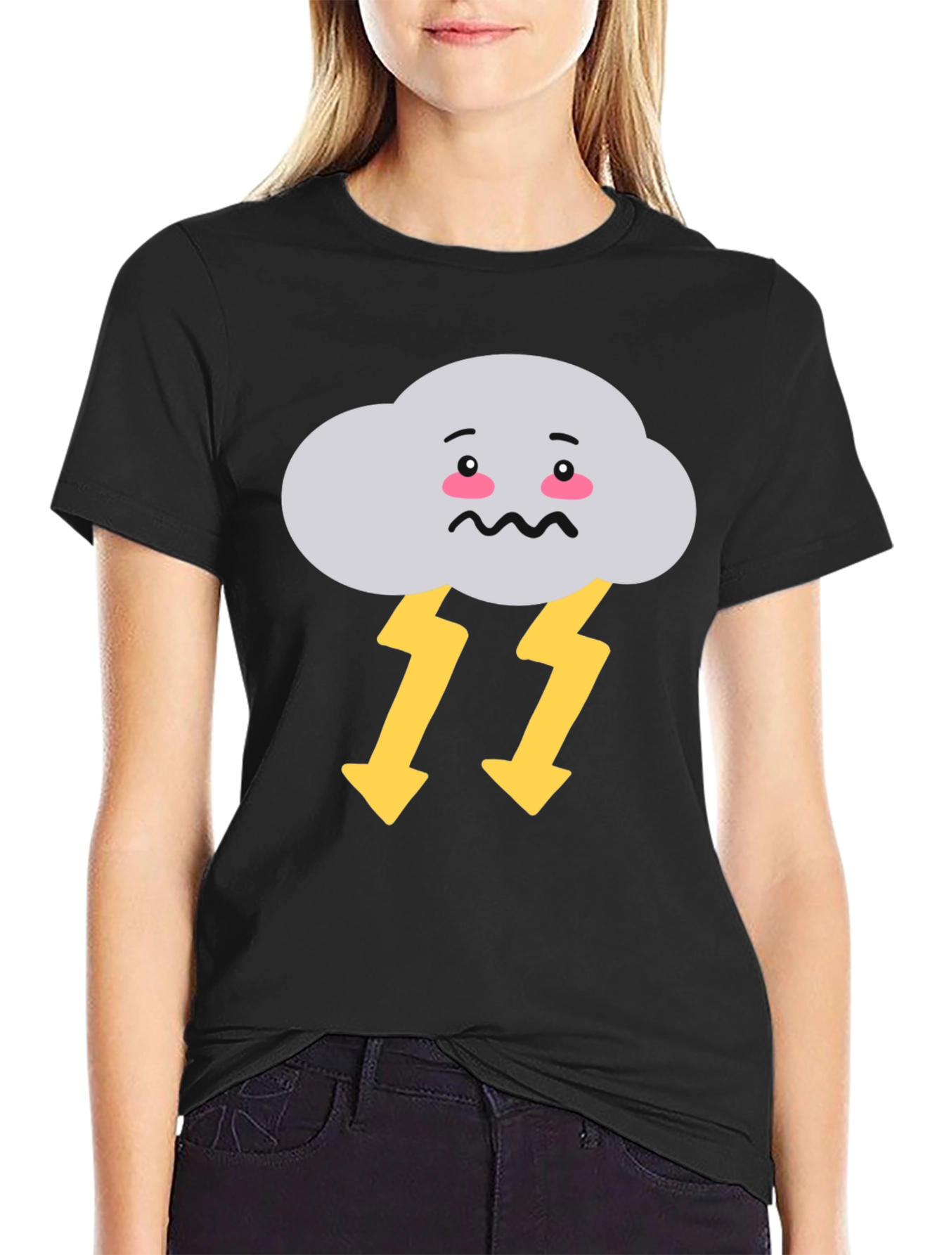 Black Stormy Cloud T-Shirt - Graphic Print Tee view 2