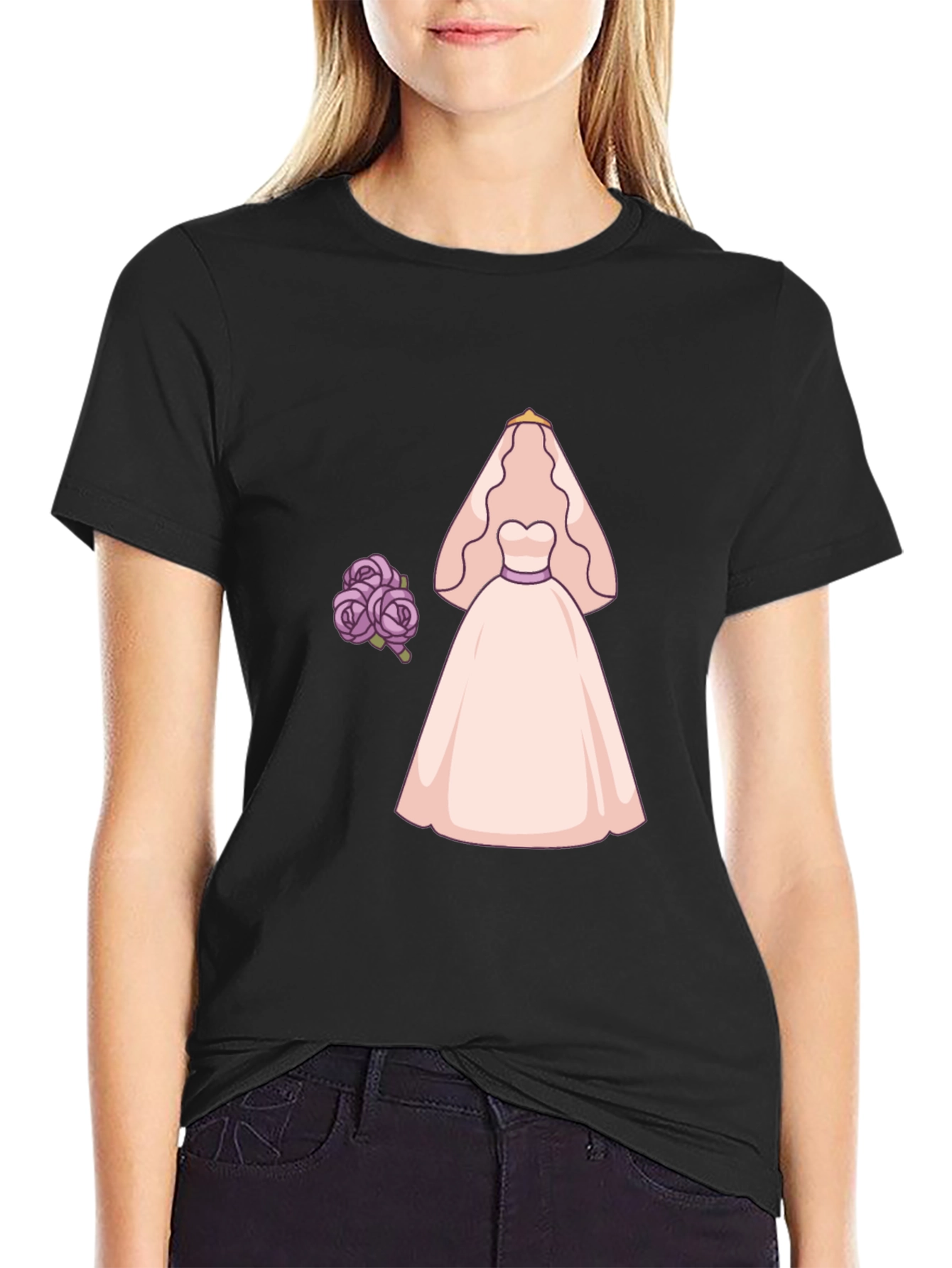 Bride to Be T-Shirt - Wedding Dress & Flowers - 2