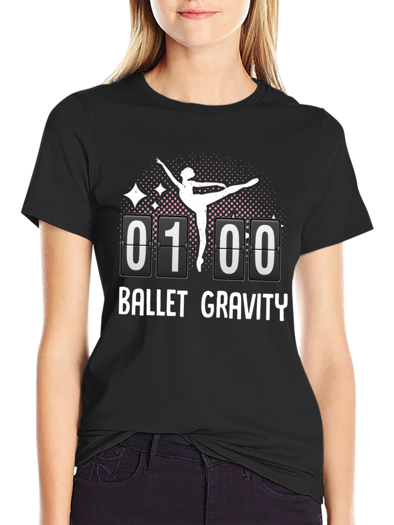 Black Ballet Gravity T-Shirt | Dancer Design view 2