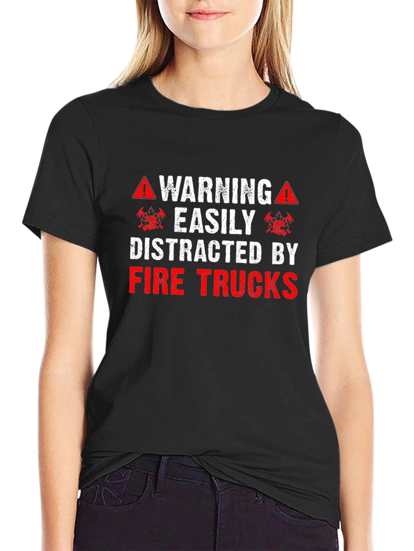 Black Fire Truck Distraction T-Shirt view 2