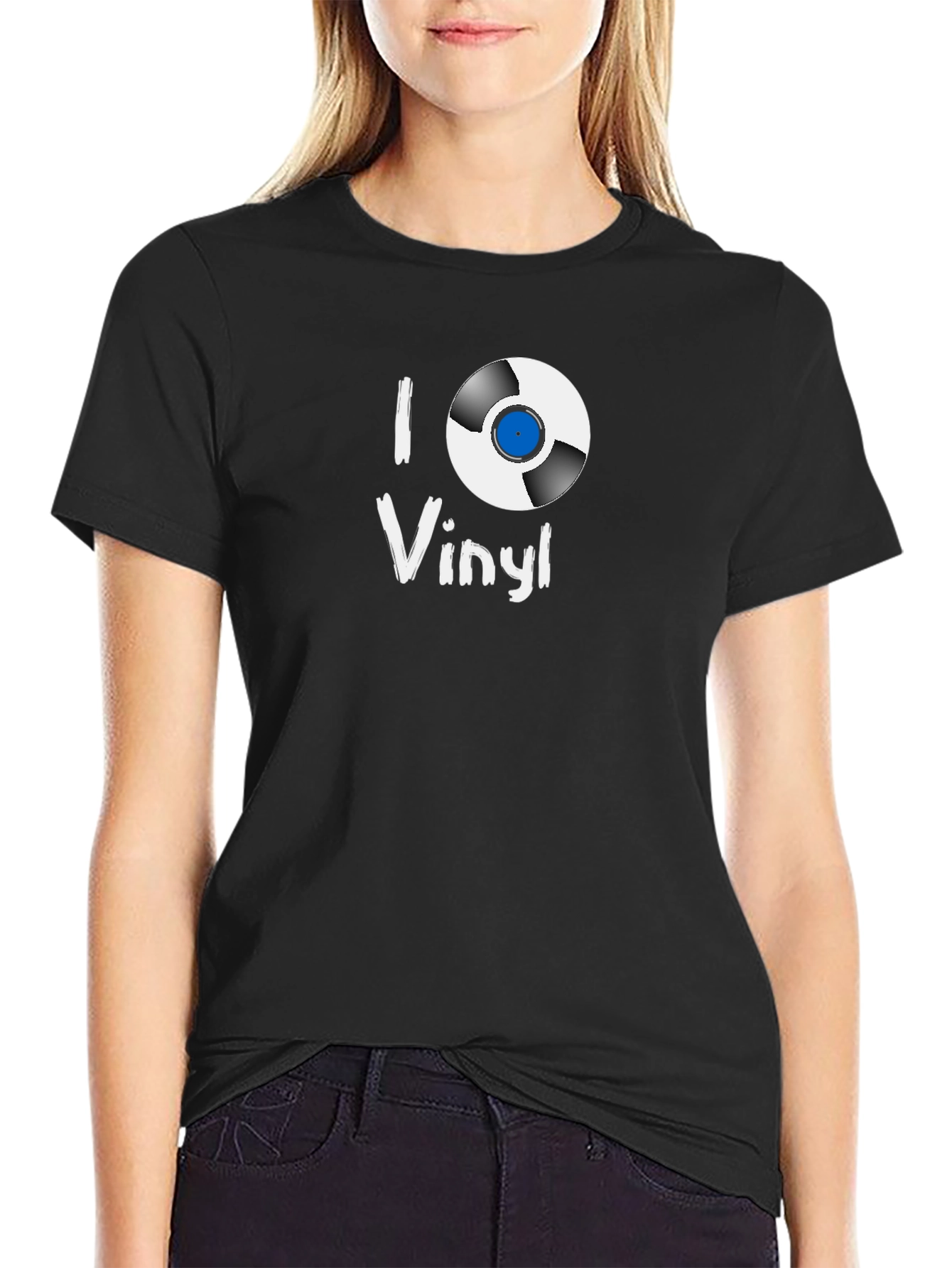 Black I Love Vinyl Black T-Shirt view 2