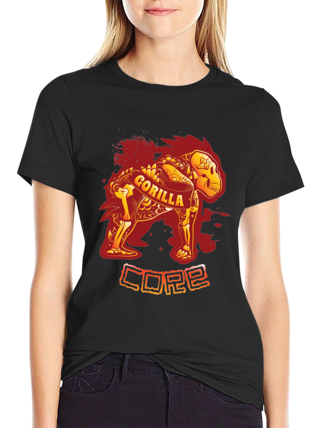 Black Gorilla Core Black T-Shirt - Unique Design view 2