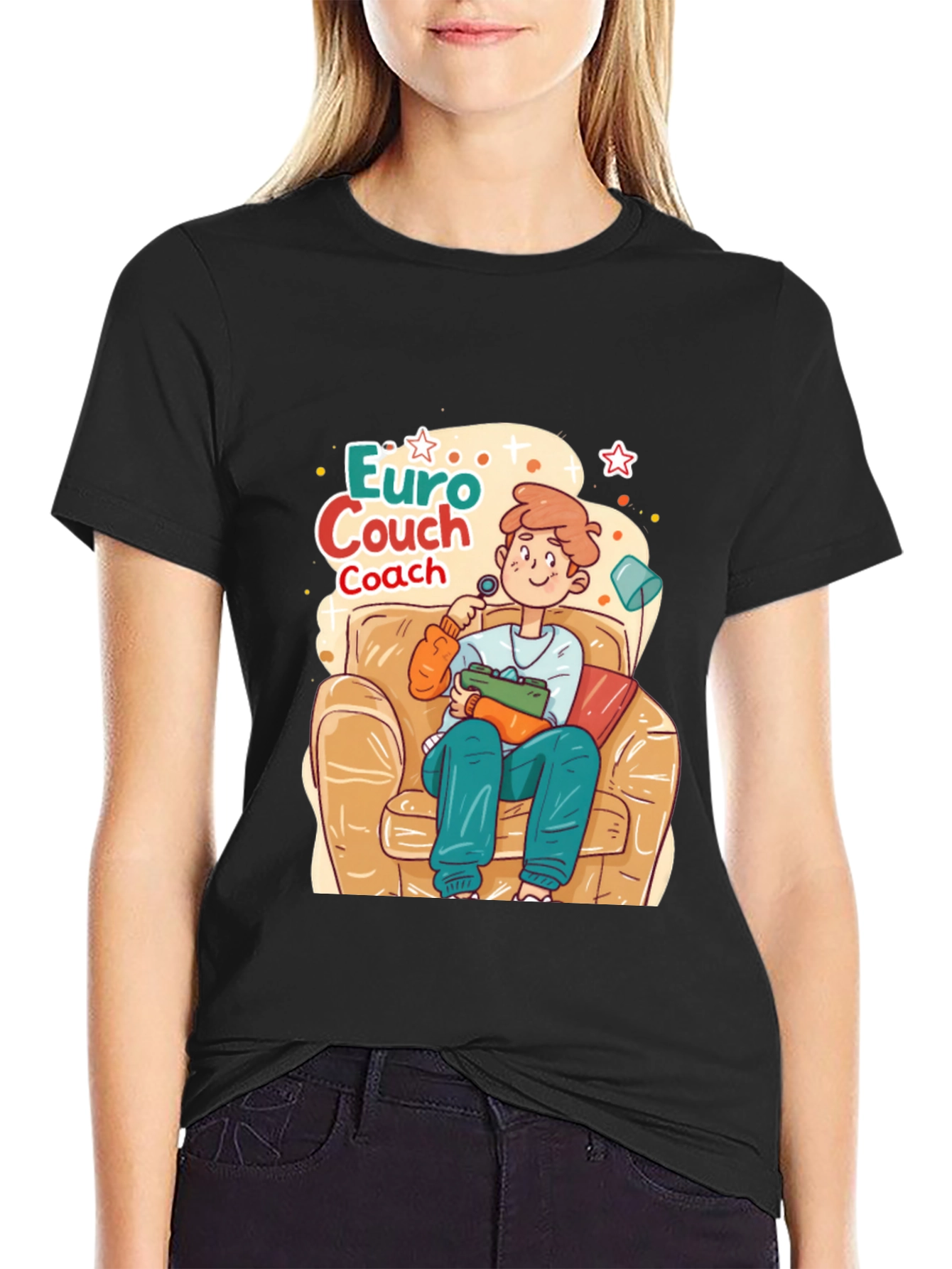 Black Euro Couch Coach T-Shirt view 2
