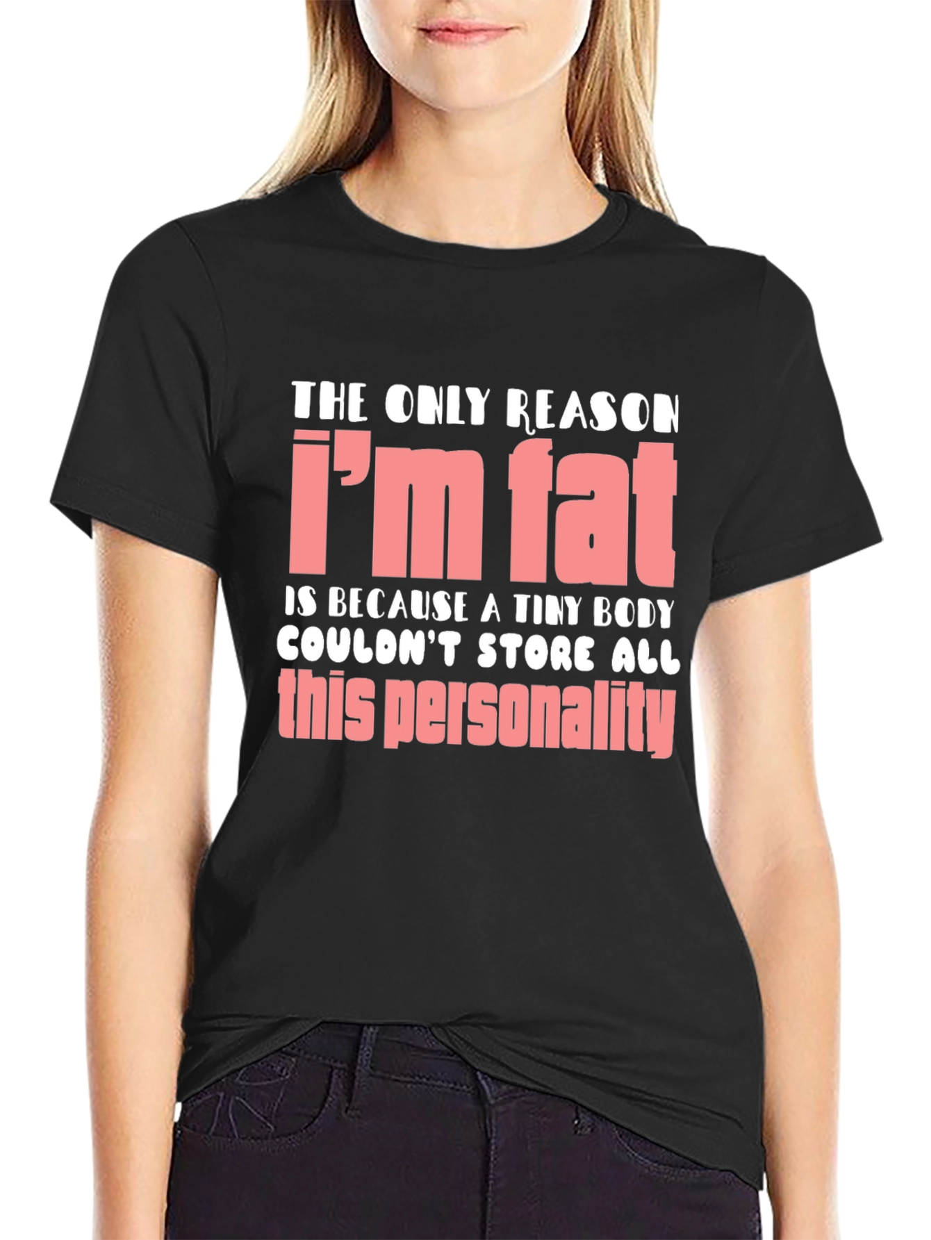 Black Funny I'm Fat Personality T-Shirt view 2