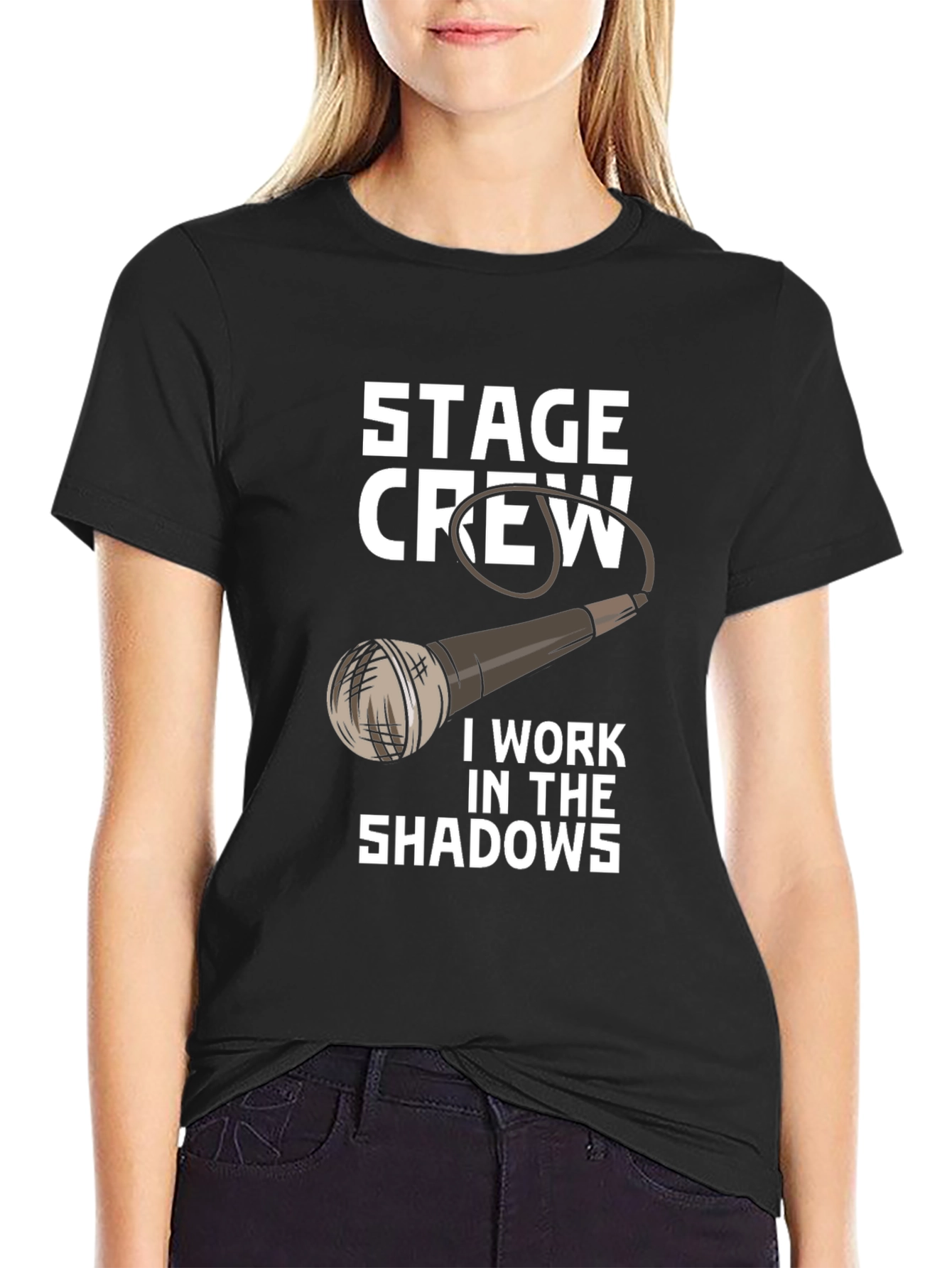 Black Stage Crew T-Shirt - I Work In The Shadows Tee view 2