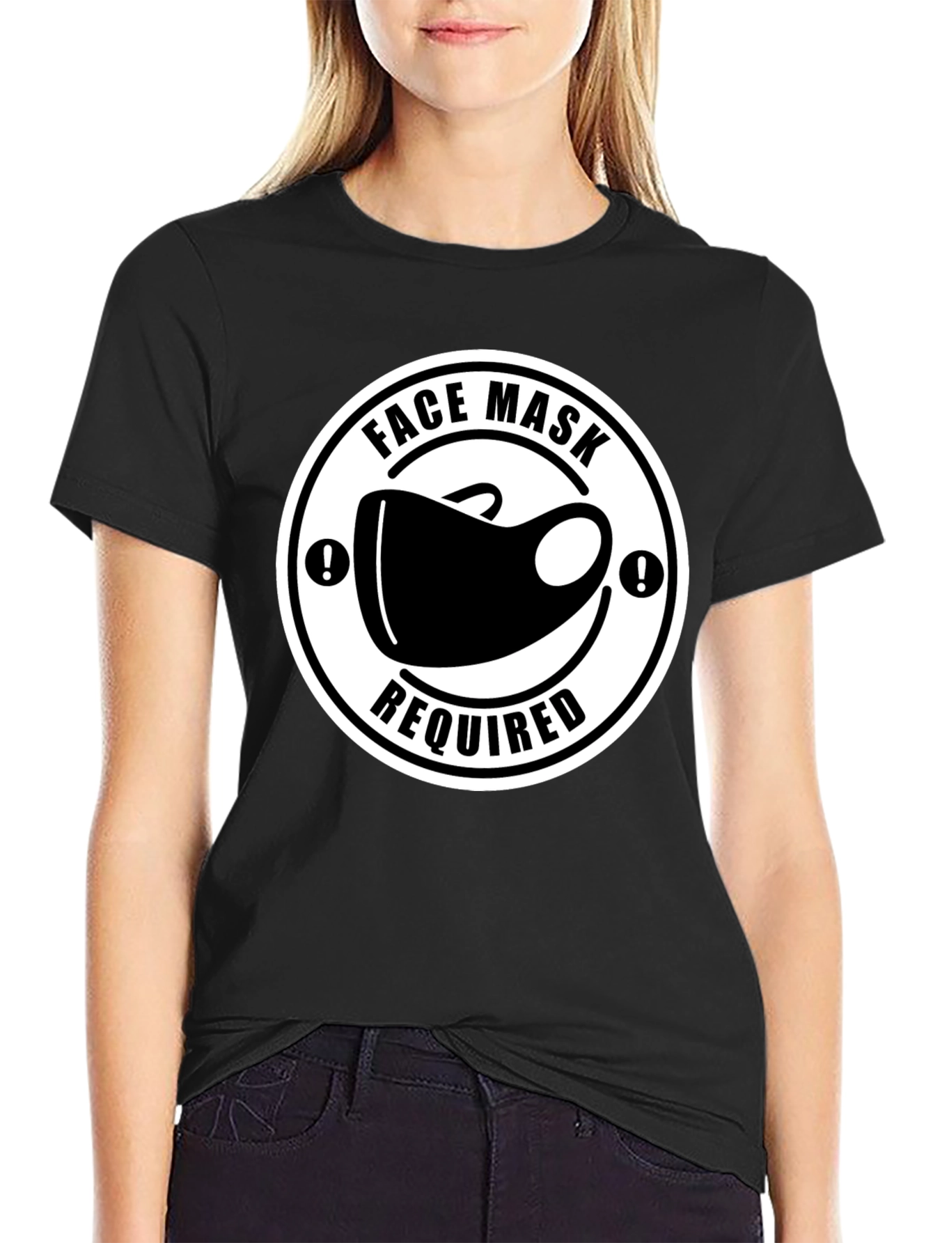 Black Face Mask Required T-Shirt - Black Novelty Tee view 2
