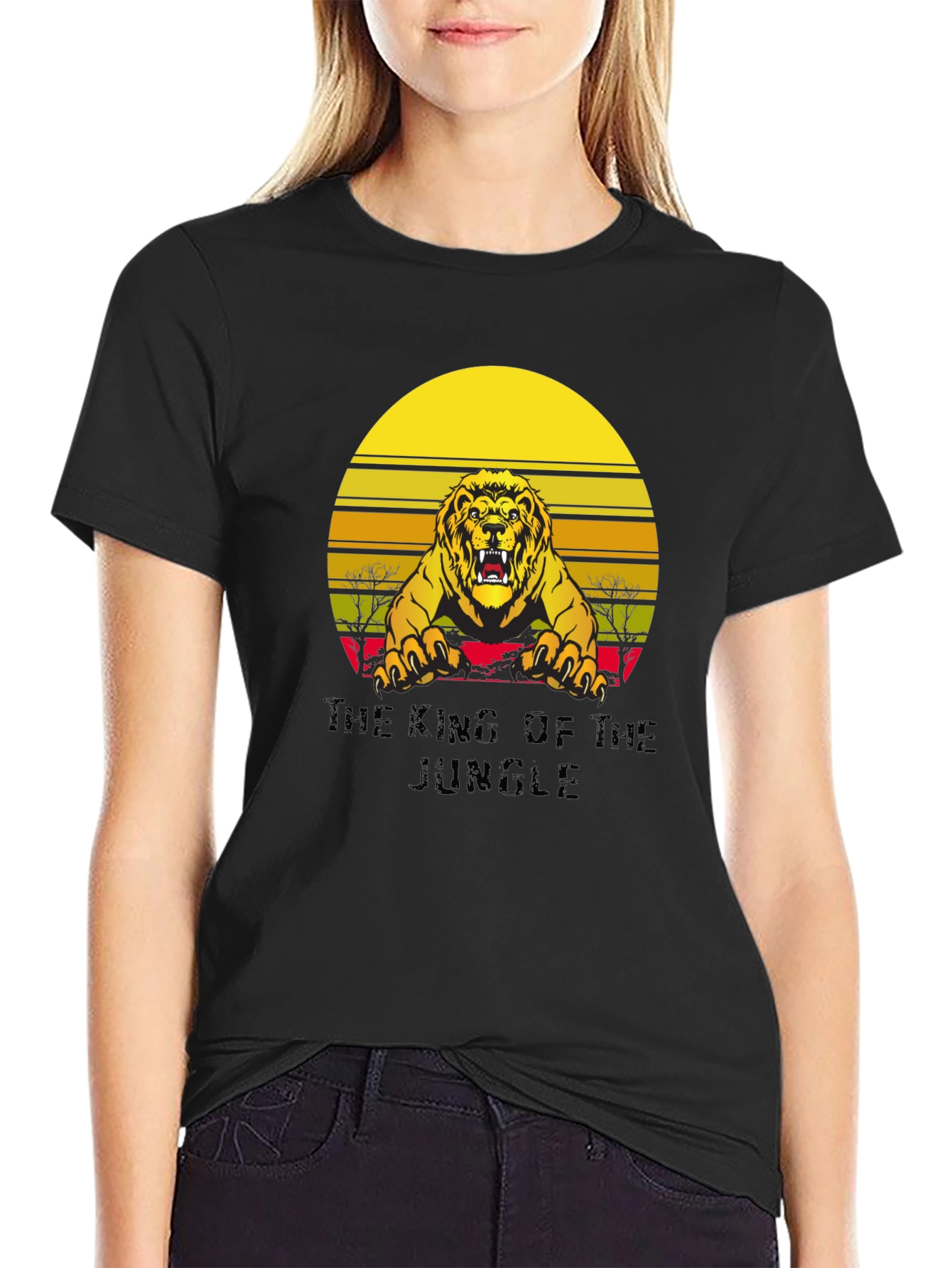 Black King of the Jungle Lion Graphic Tee - Unisex view 2