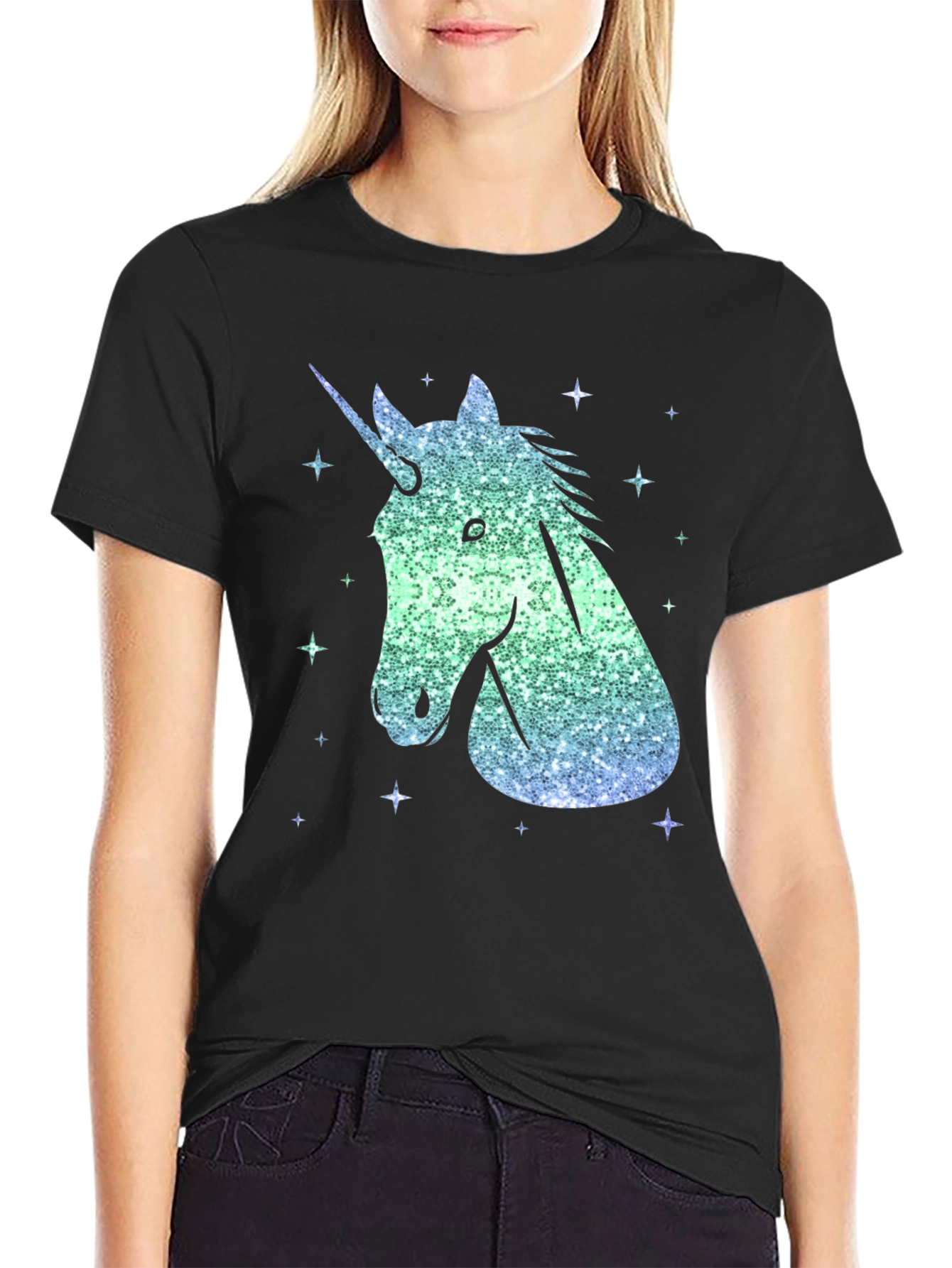 Unicorn Sparkle Graphic Tee - Men's Black T-Shirt - 2