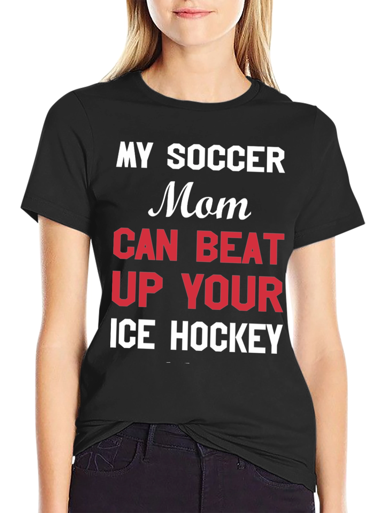 Black Funny Soccer Mom T-Shirt view 2