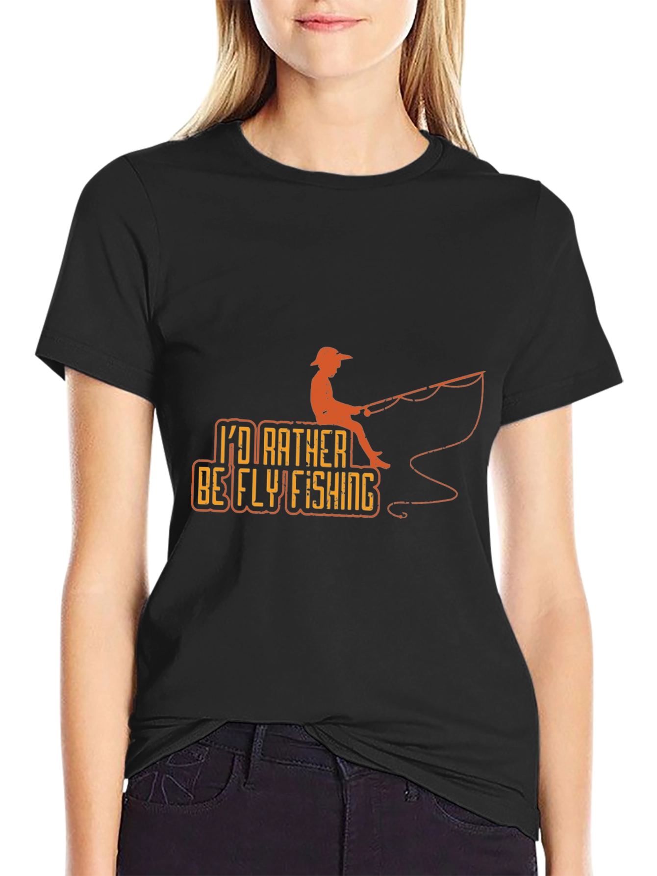 Black I'd Rather Be Fly Fishing Graphic Tee - Black view 2