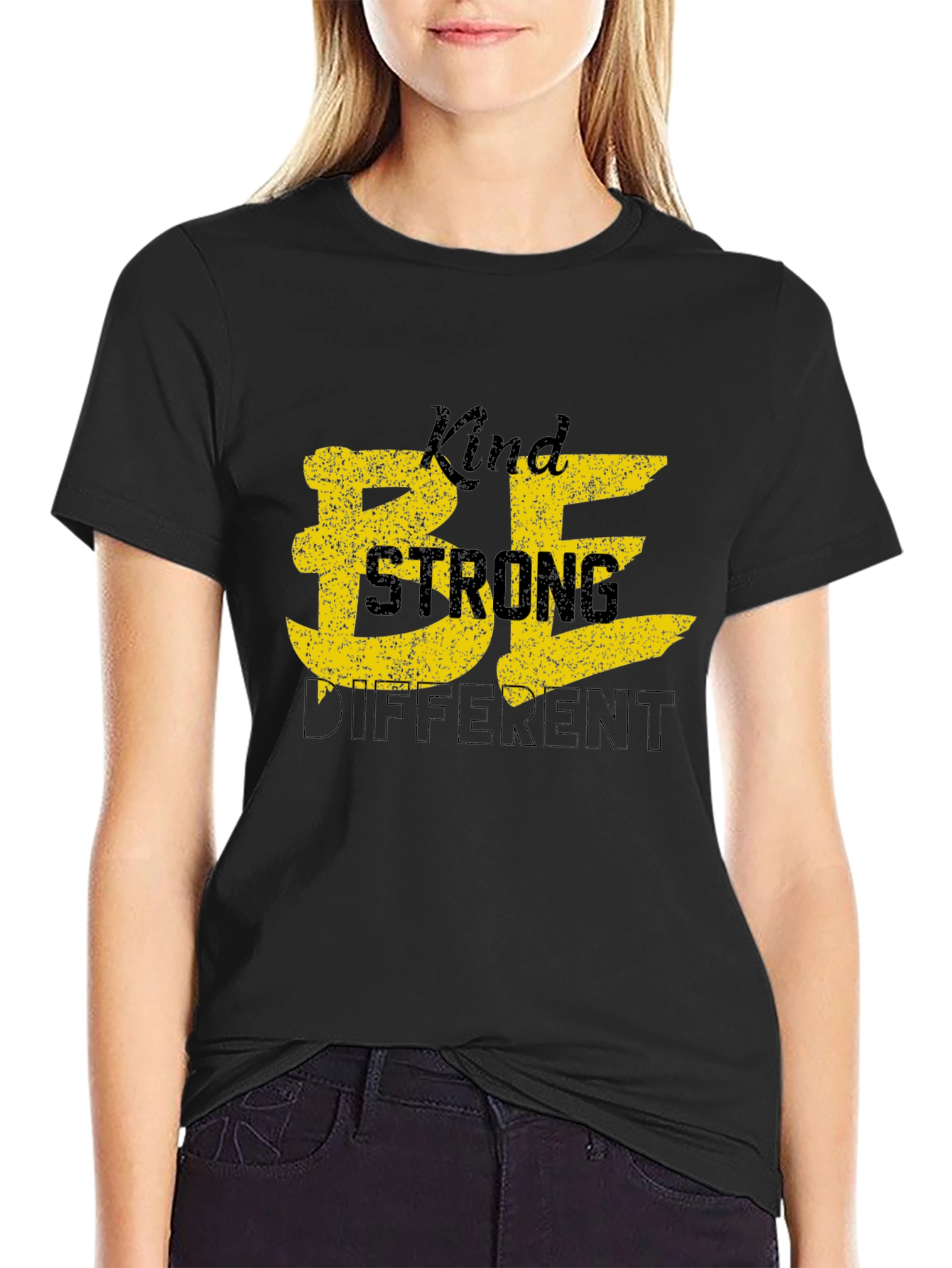 Black Be Kind, Be Strong, Be Different Black T-Shirt view 2