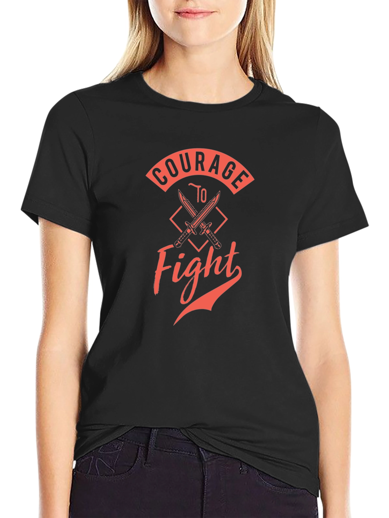 Black Courage to Fight Black Graphic Tee view 2