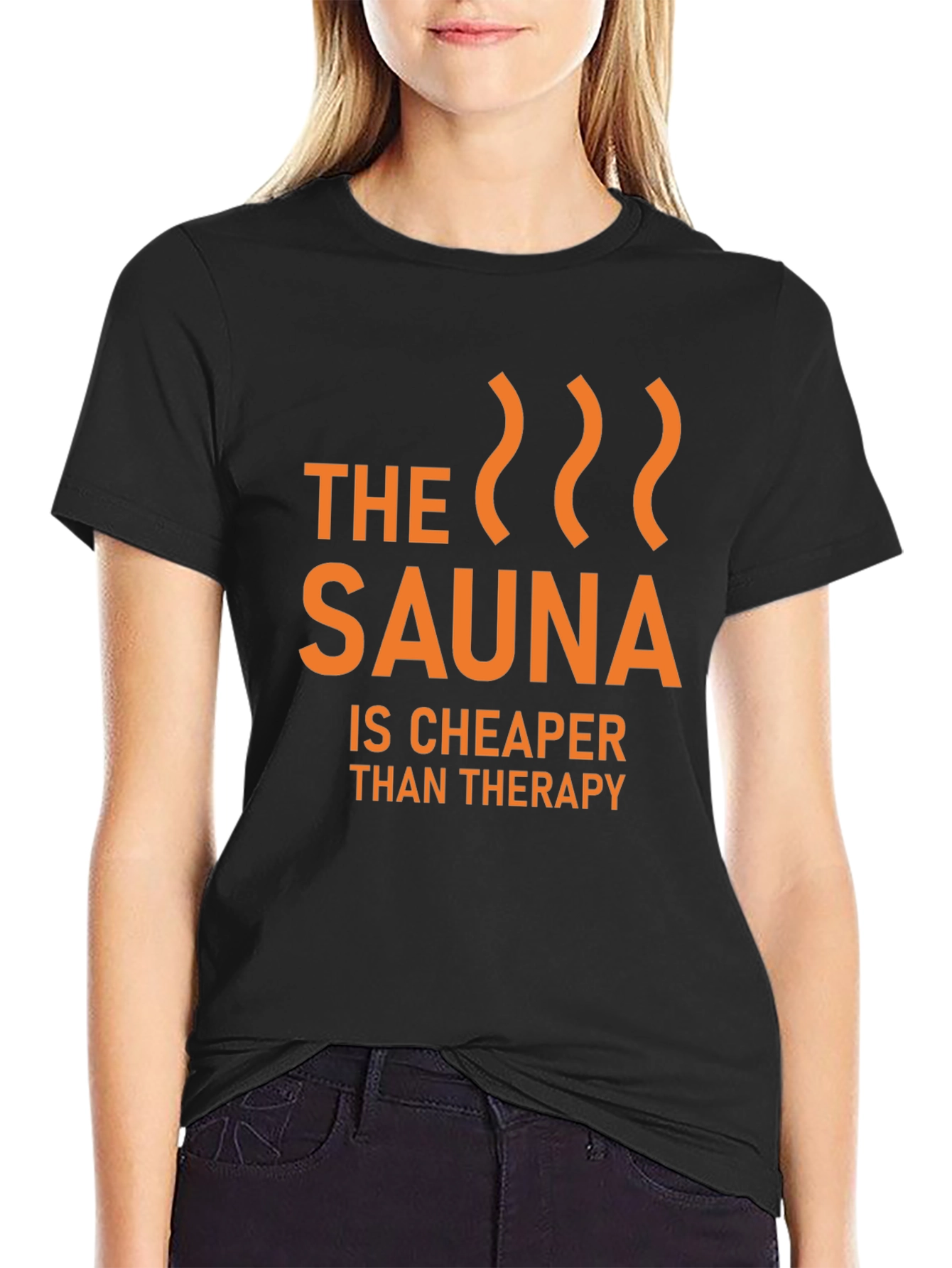 Black Sauna Cheaper Than Therapy Graphic T-Shirt view 2