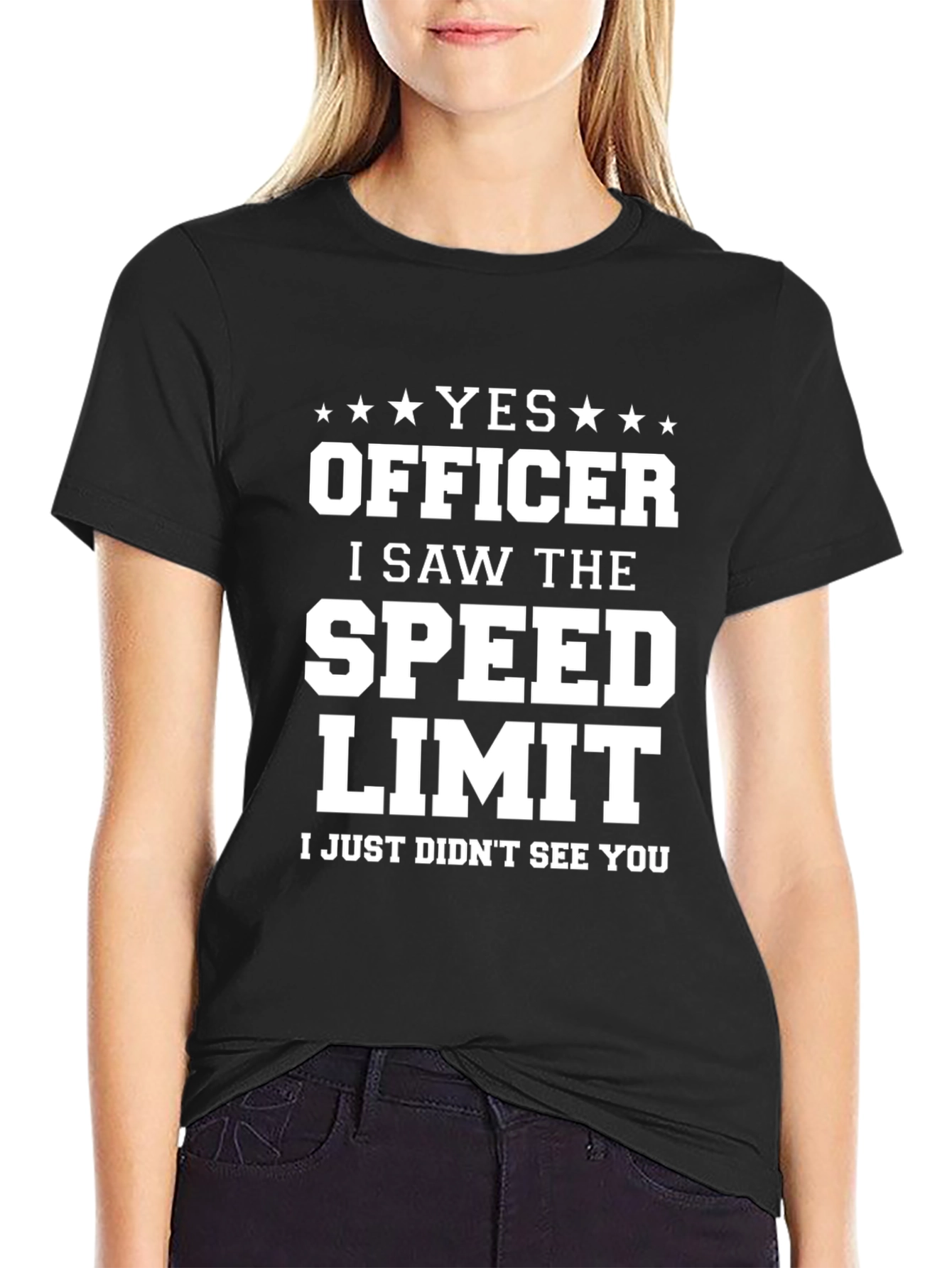 Black Funny "Yes Officer" Graphic Tee view 2