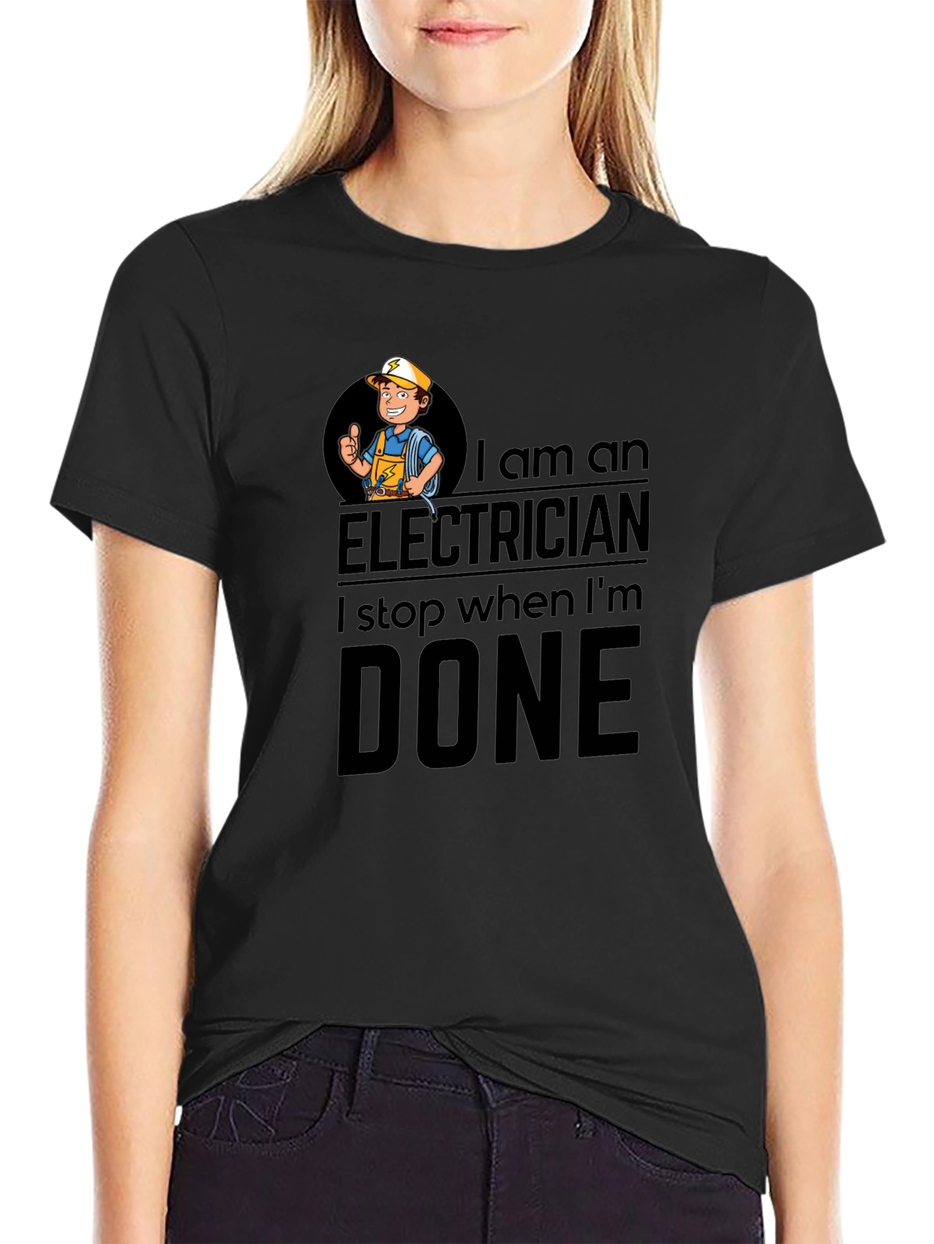 Black Electrician T-Shirt: I Stop When I'm Done view 2
