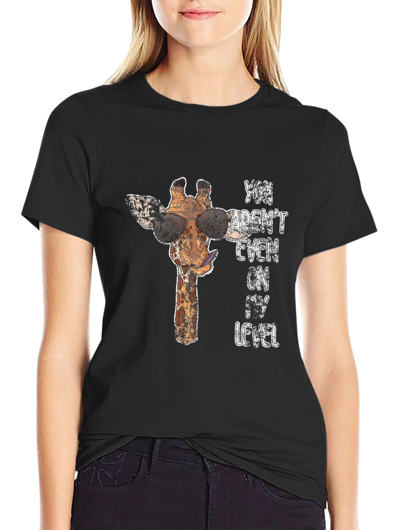Black Cool Giraffe T-Shirt - Not On My Level view 2