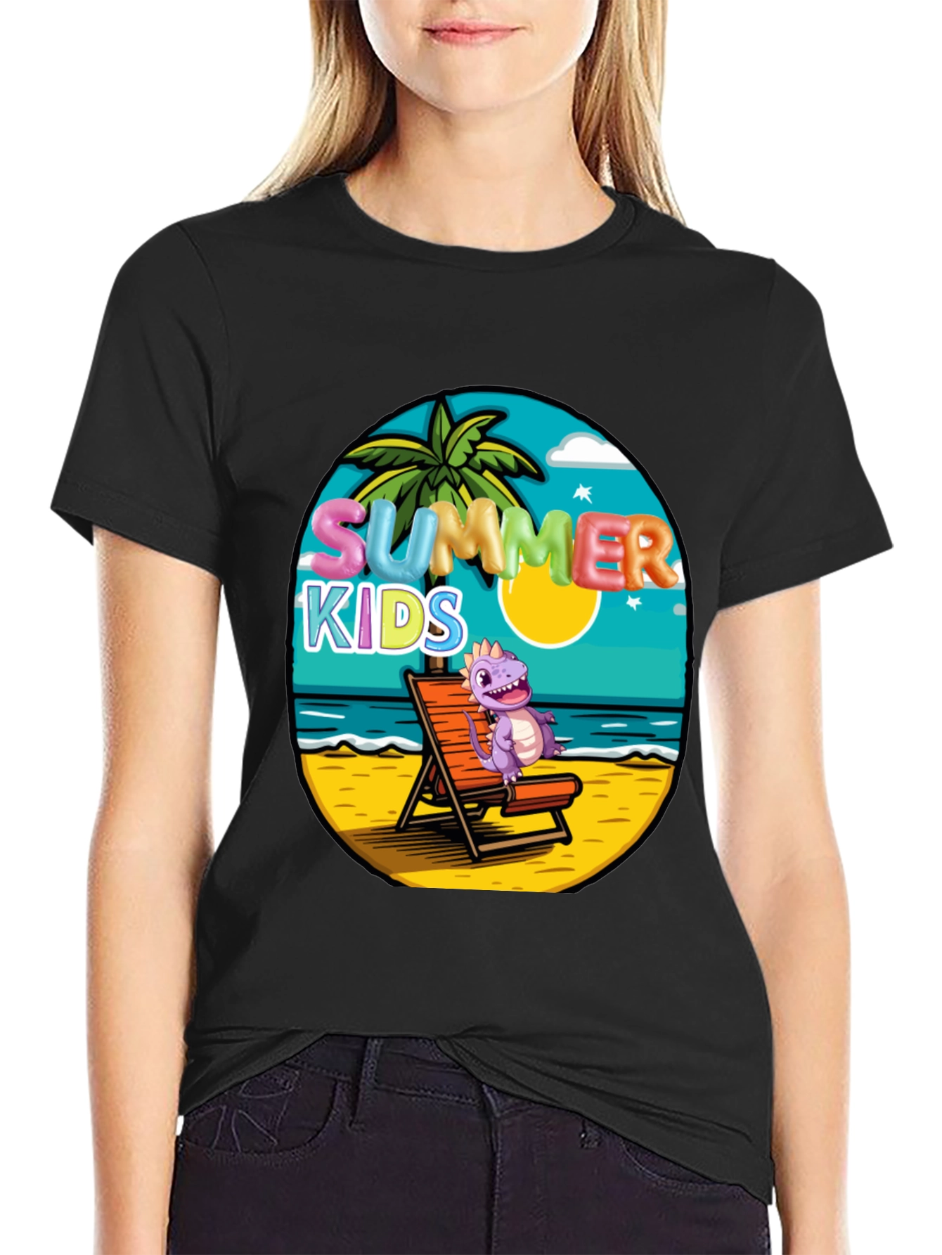 Black Summer Kids Beach T-Shirt view 2