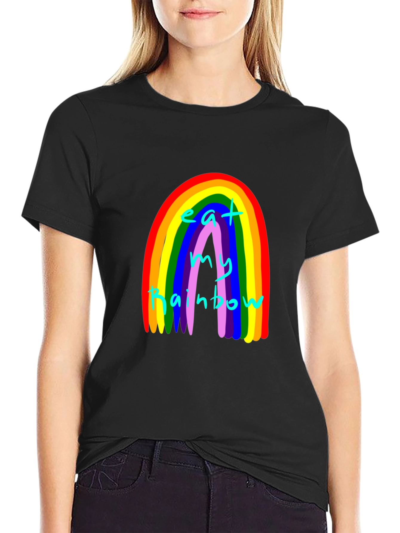 Black Eat My Rainbow Graphic Tee - Black Unisex T-Shirt view 2