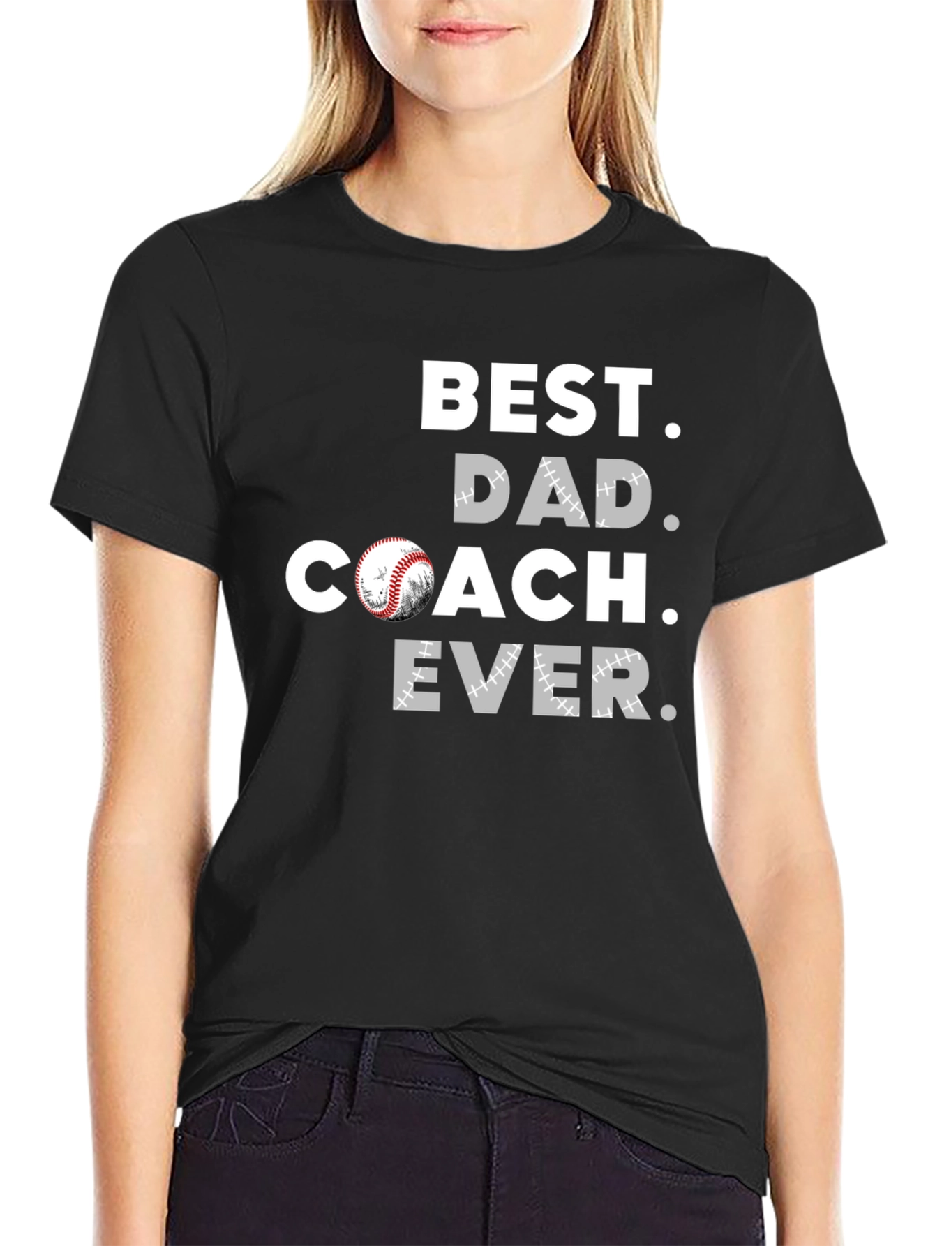 Black Best Dad Coach Ever T-Shirt view 2