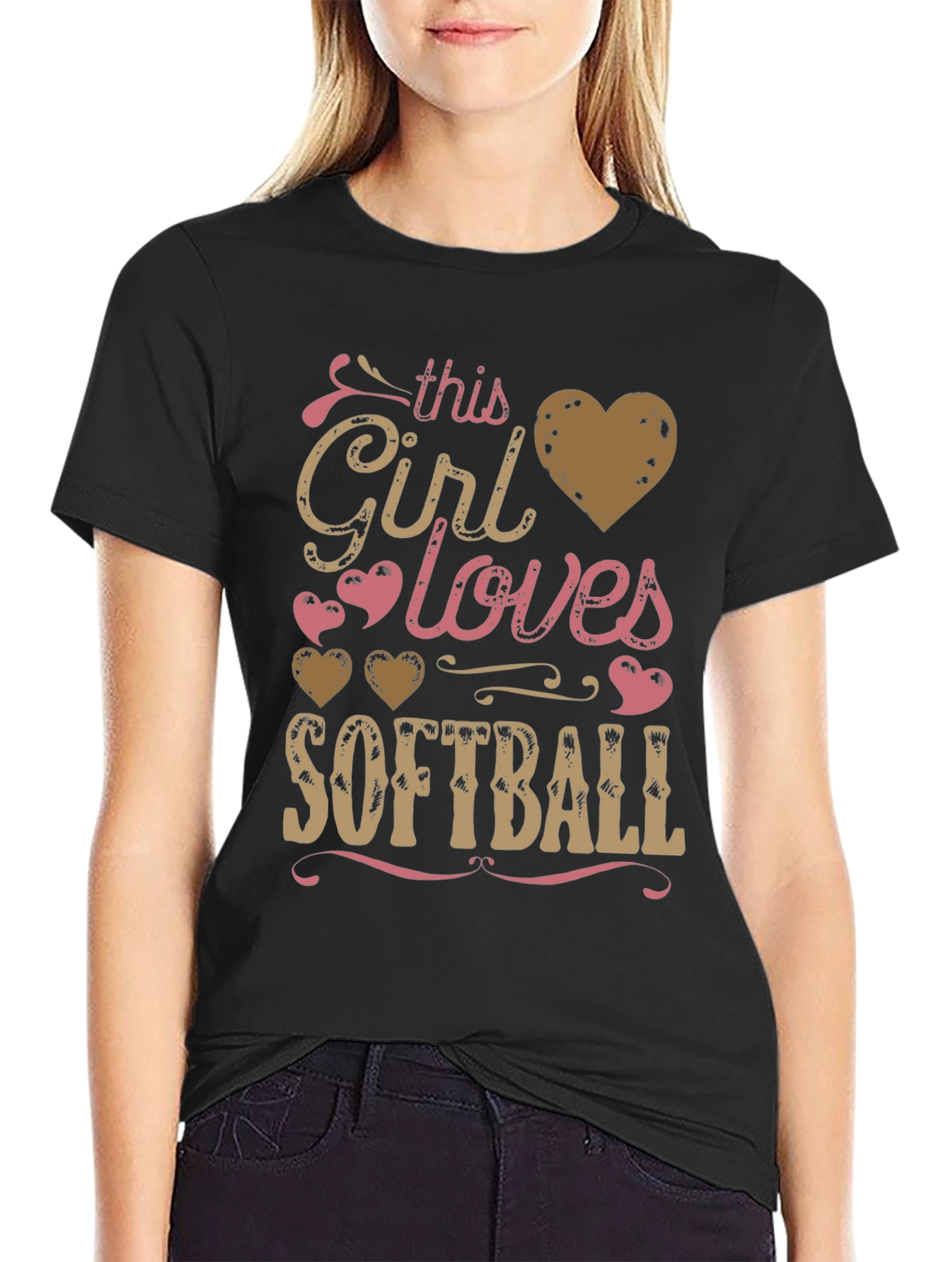 Black Girl Loves Softball T-Shirt - Fun Graphic Tee view 2