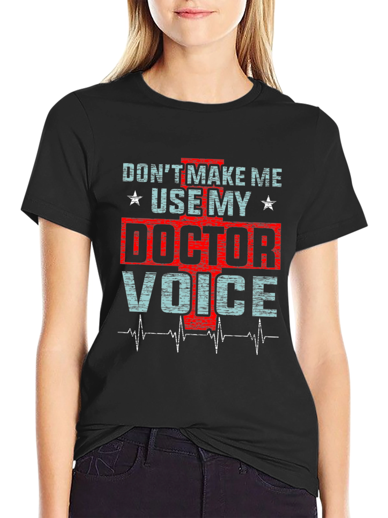 Black Doctor Voice Graphic Tee - Black Cotton Shirt view 2