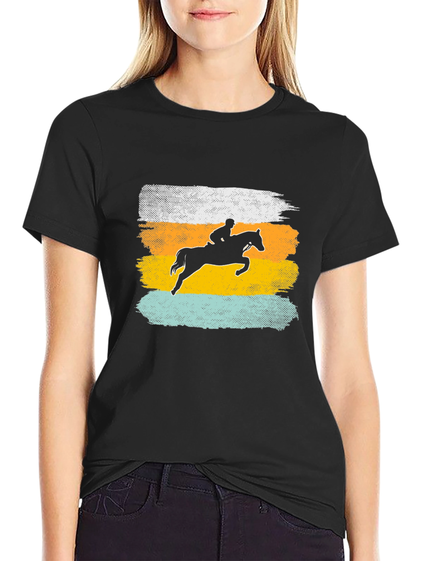 Black Equestrian Silhouette T-Shirt view 2