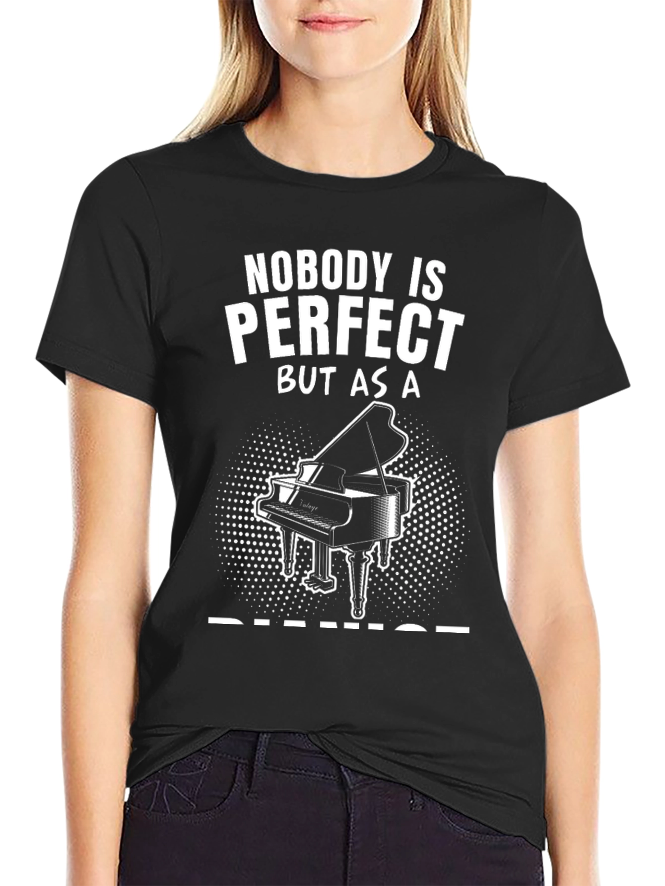 Black Nobody's Perfect Piano T-Shirt view 2