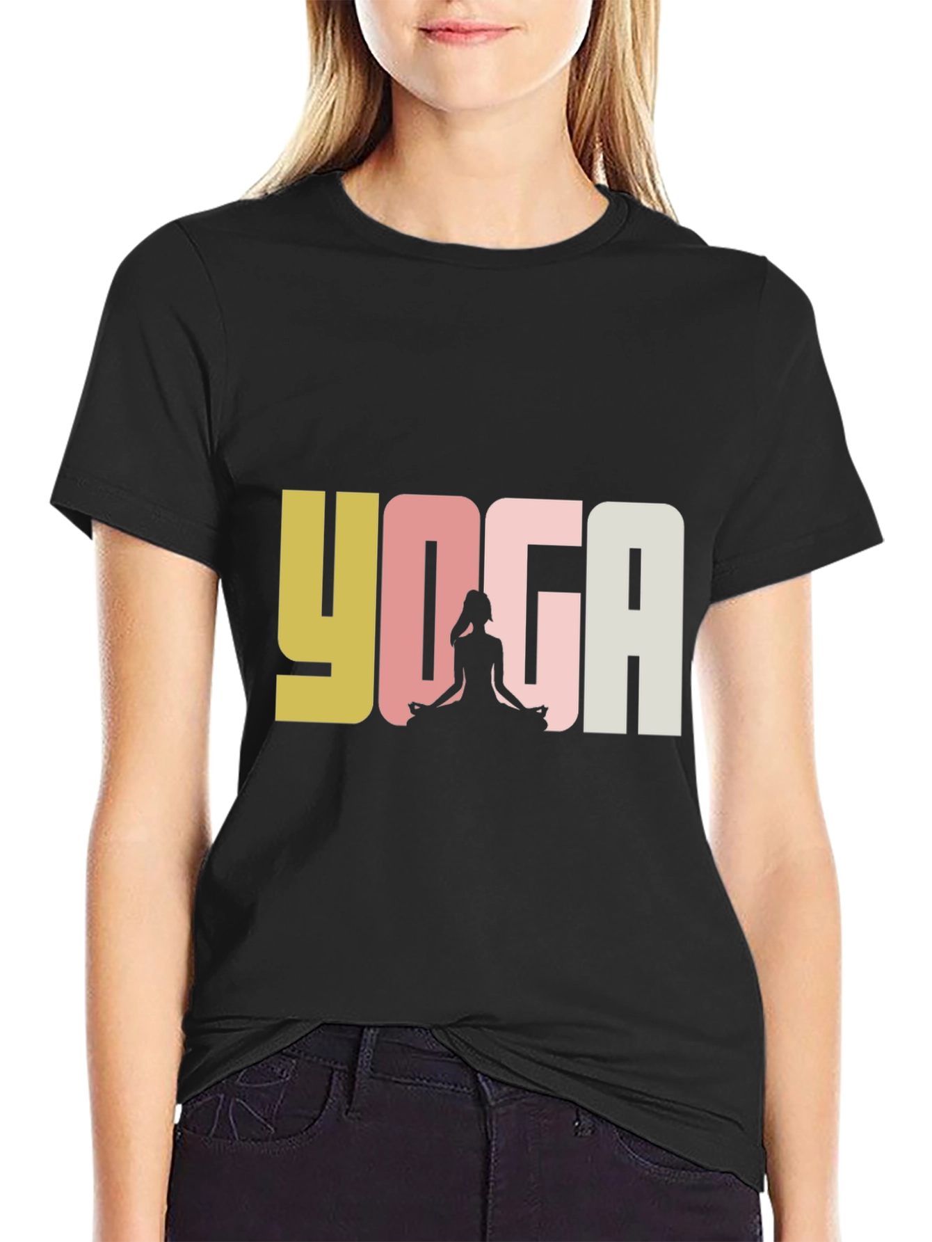 Black Yoga Graphic Tee - Unisex Black T-Shirt view 2