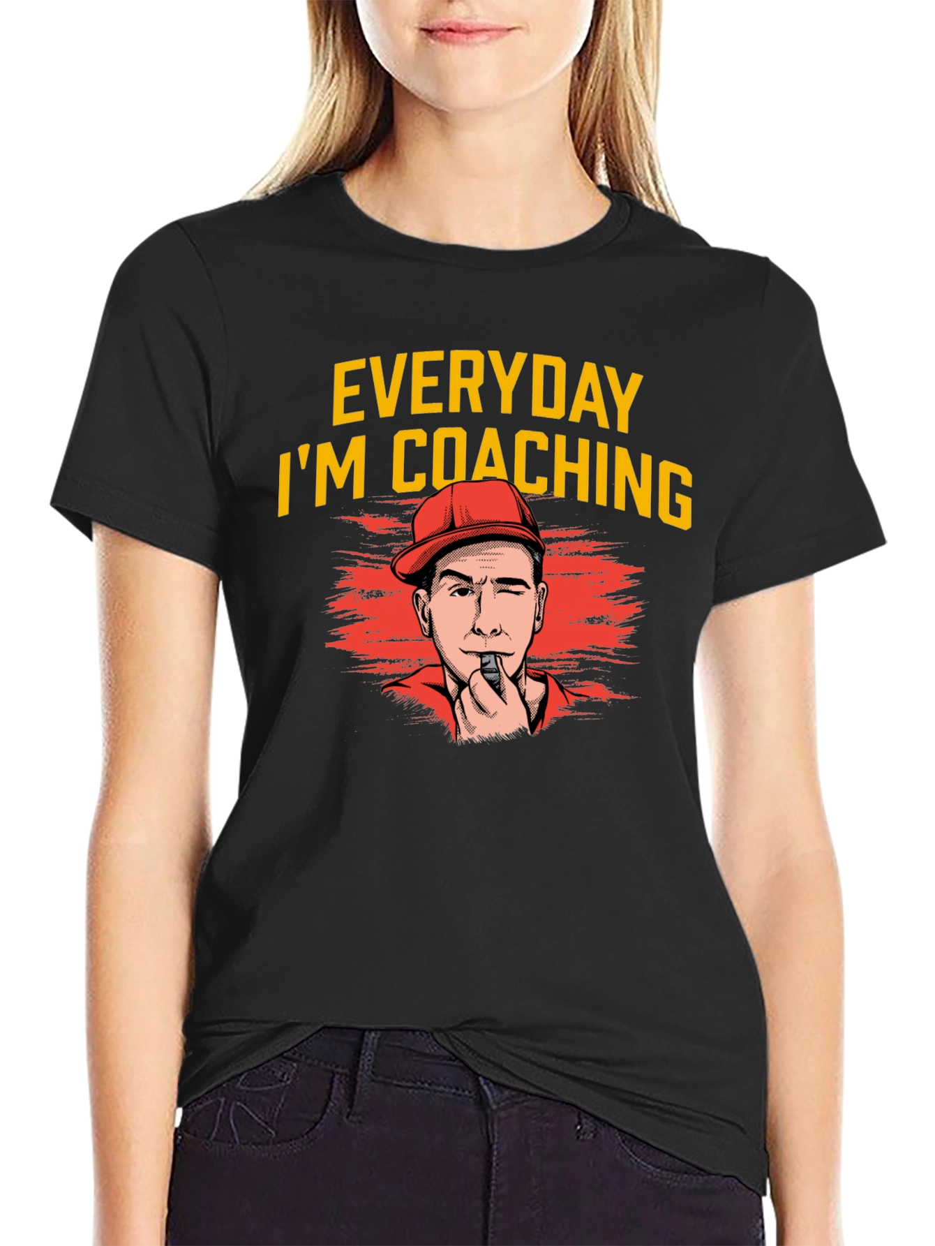 Black Everyday I'm Coaching Black T-Shirt view 2