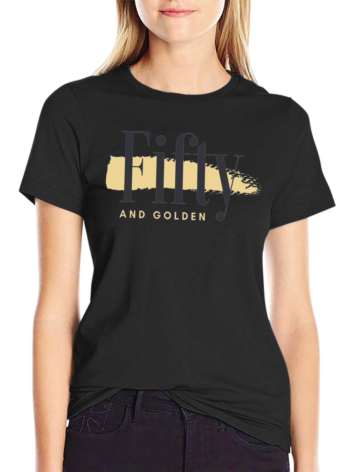 Black Fifty and Golden Black Graphic T-Shirt view 2