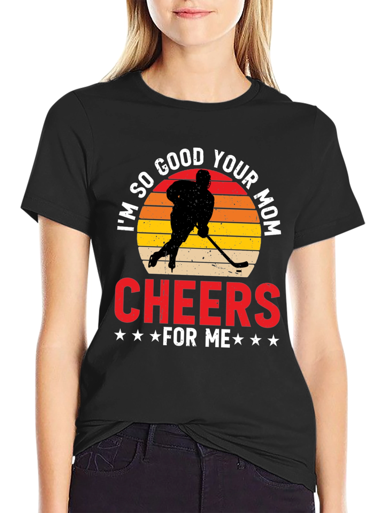 Black Funny Hockey Mom Graphic T-Shirt view 2