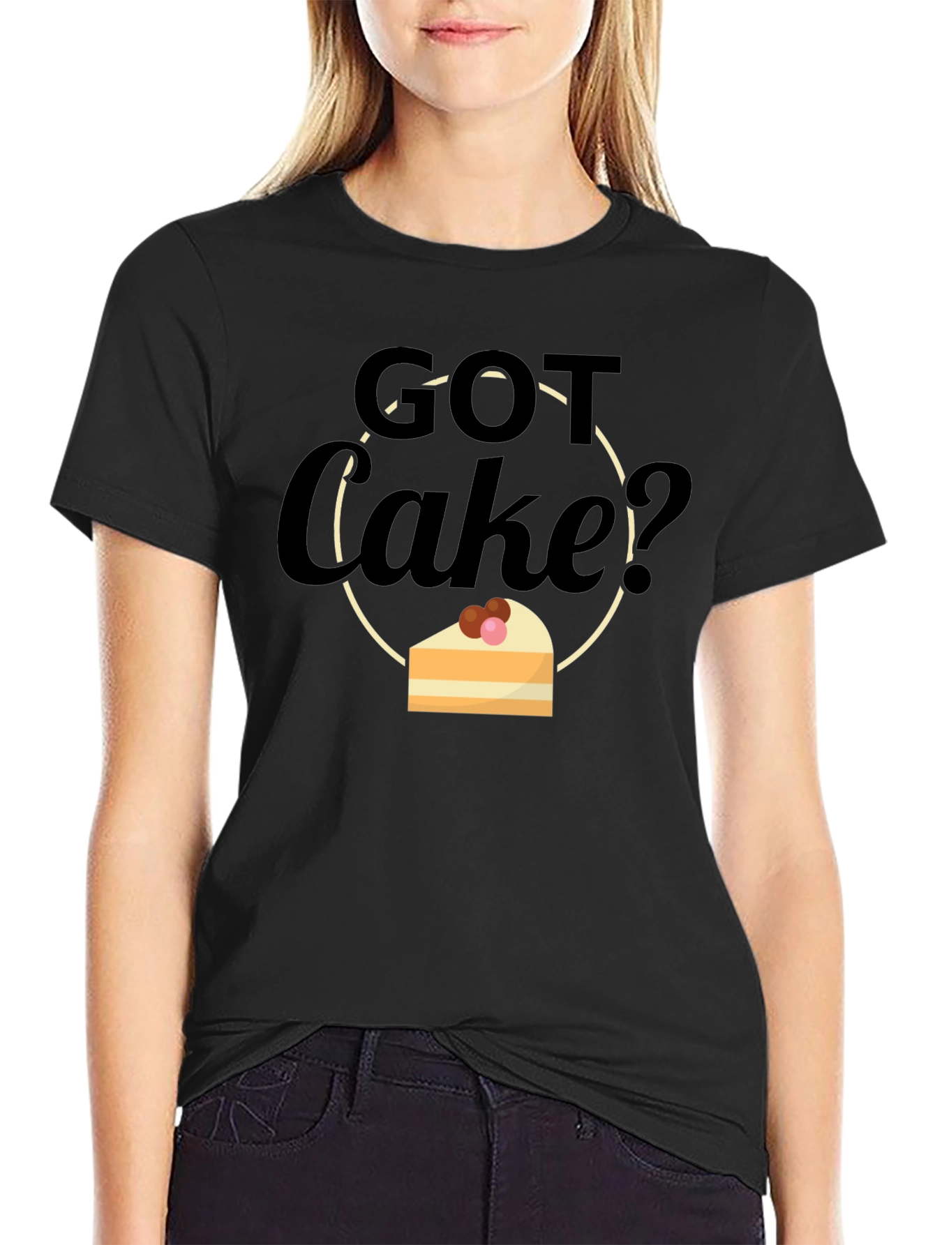 Black Got Cake? Graphic T-Shirt - Funny Dessert Lover Tee view 2