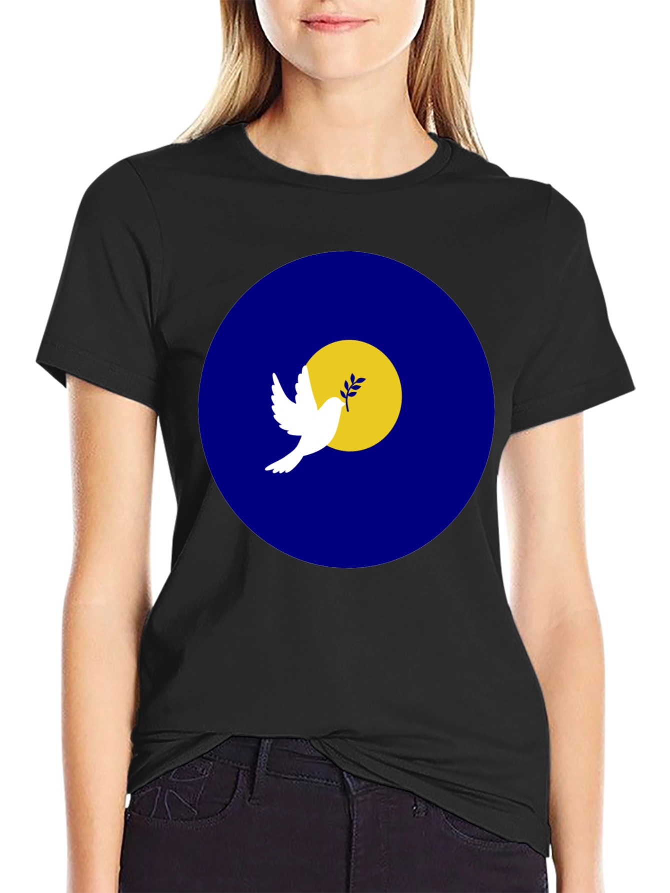 Black Peace Dove Graphic T-Shirt - Stylish Black Tee view 2