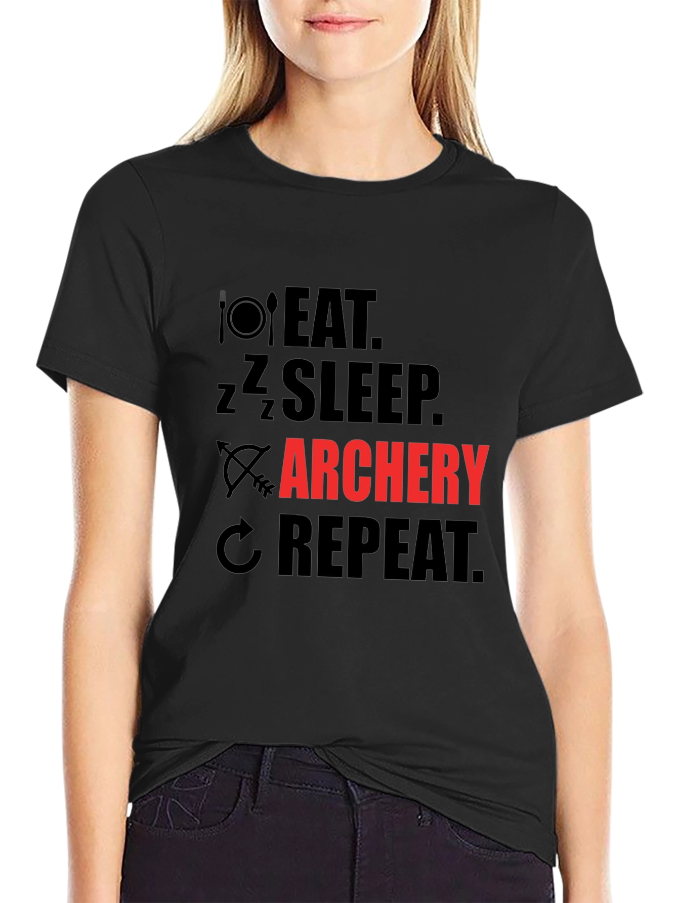 Black Eat Sleep Archery Repeat Graphic T-Shirt view 2