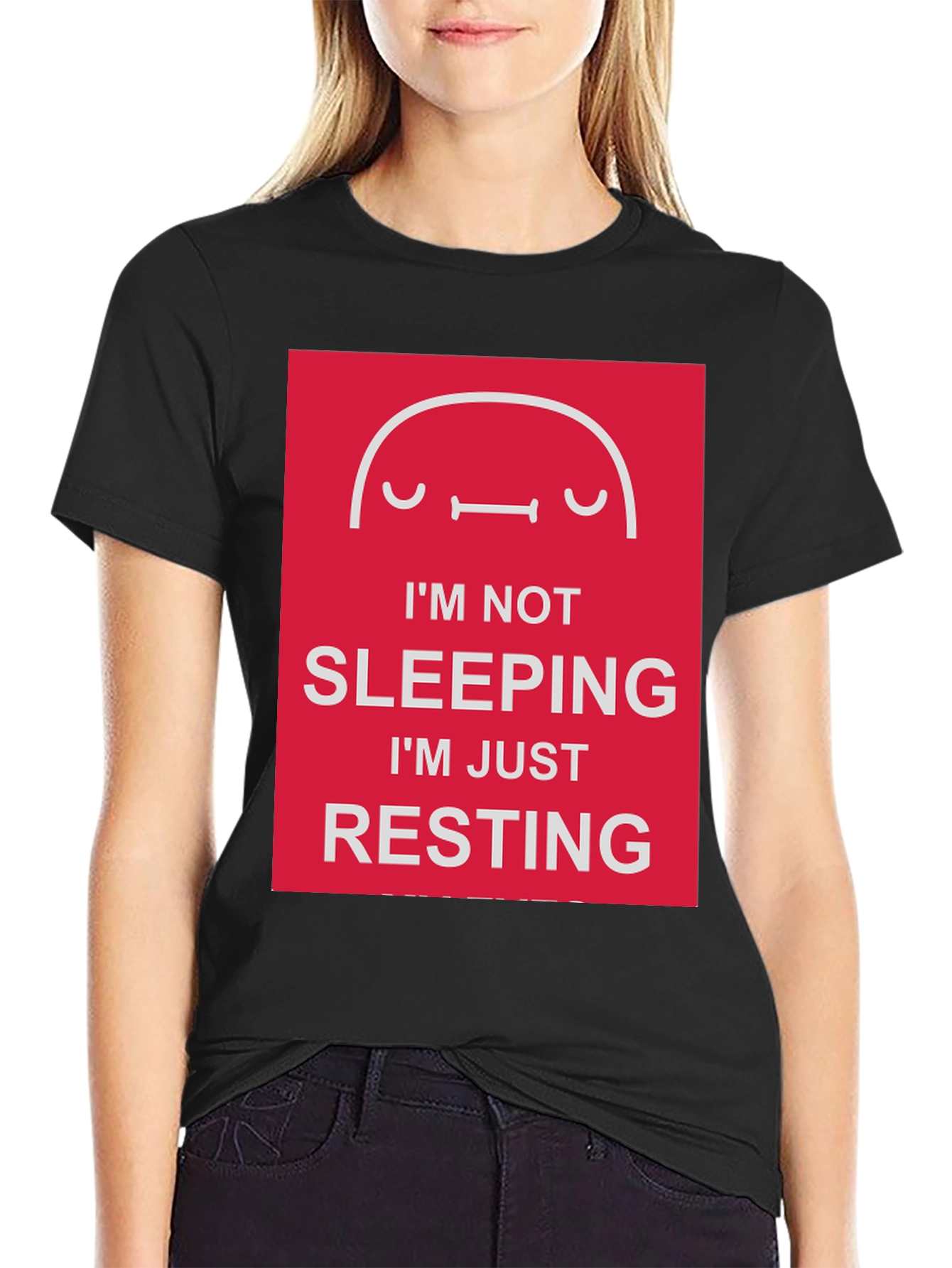 Black Funny Resting T-Shirt - I'm Not Sleeping view 2