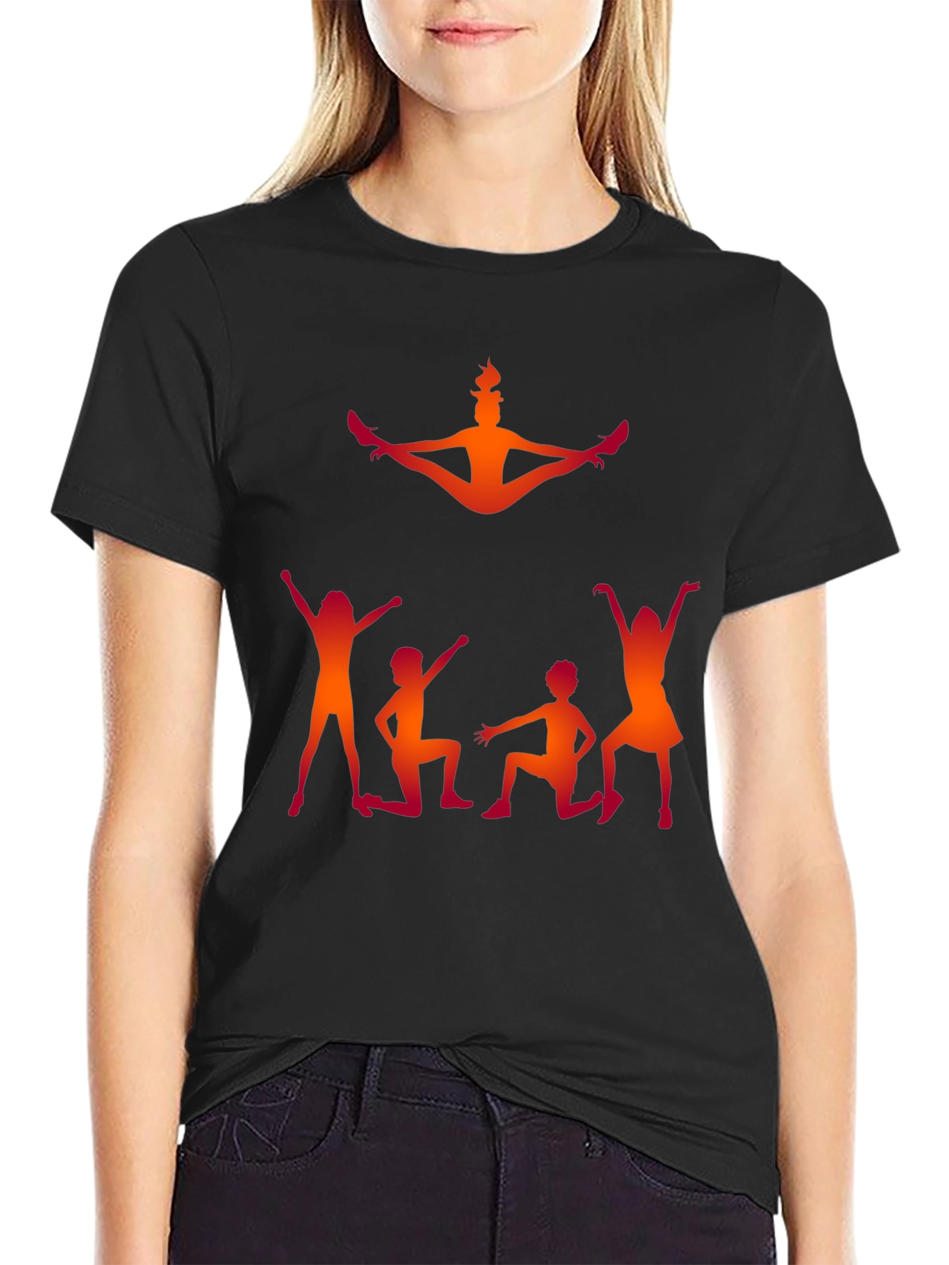 Black Gymnastics Silhouette Graphic Tee - Black Cotton Shirt view 2