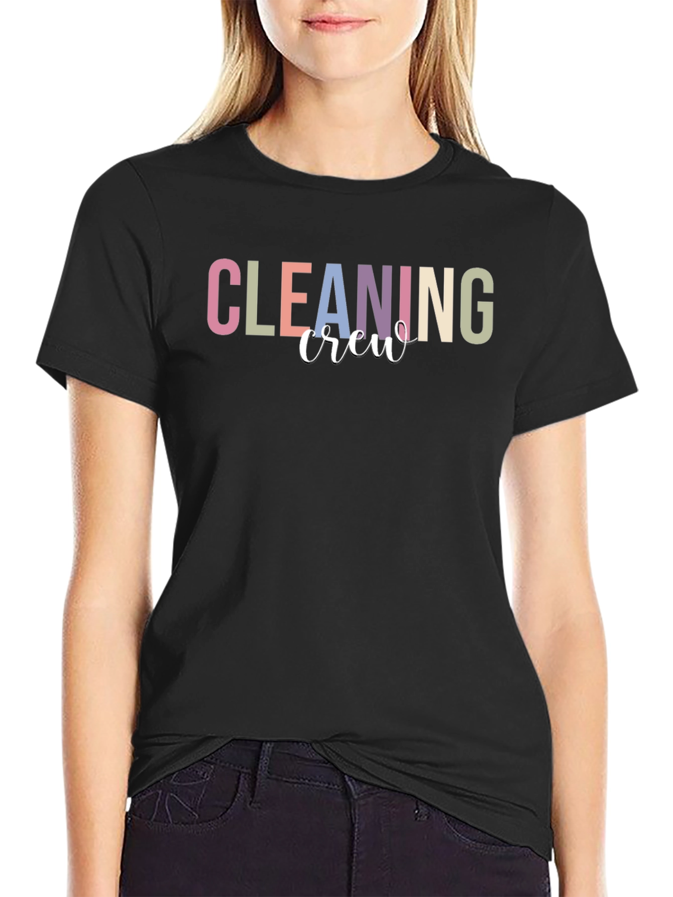 Black Cleaning Crew T-Shirt - Black Crewneck view 2