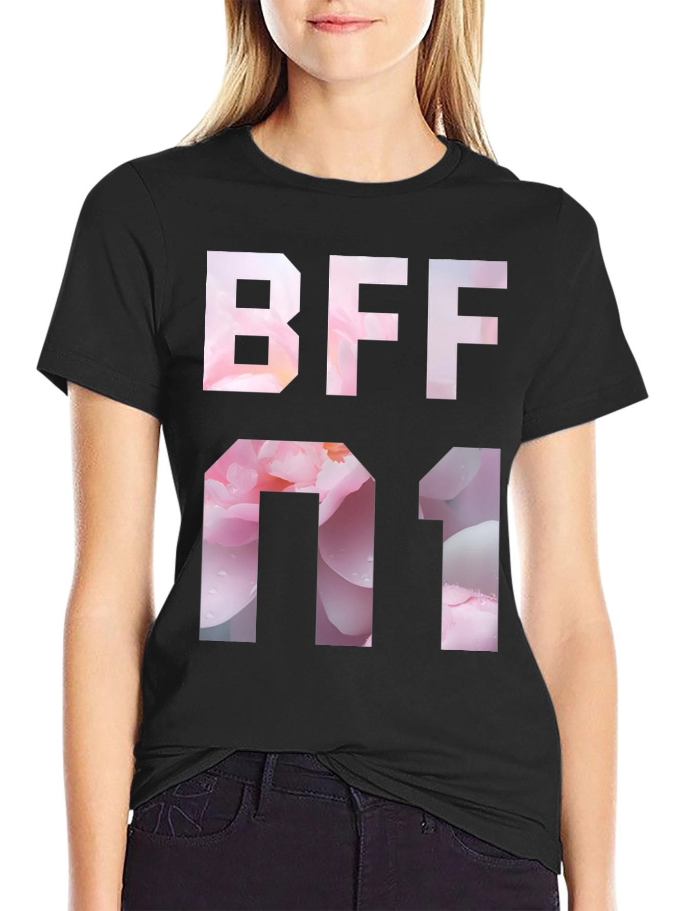 Black BFF 01 Graphic Tee - Black Short Sleeve T-Shirt view 2