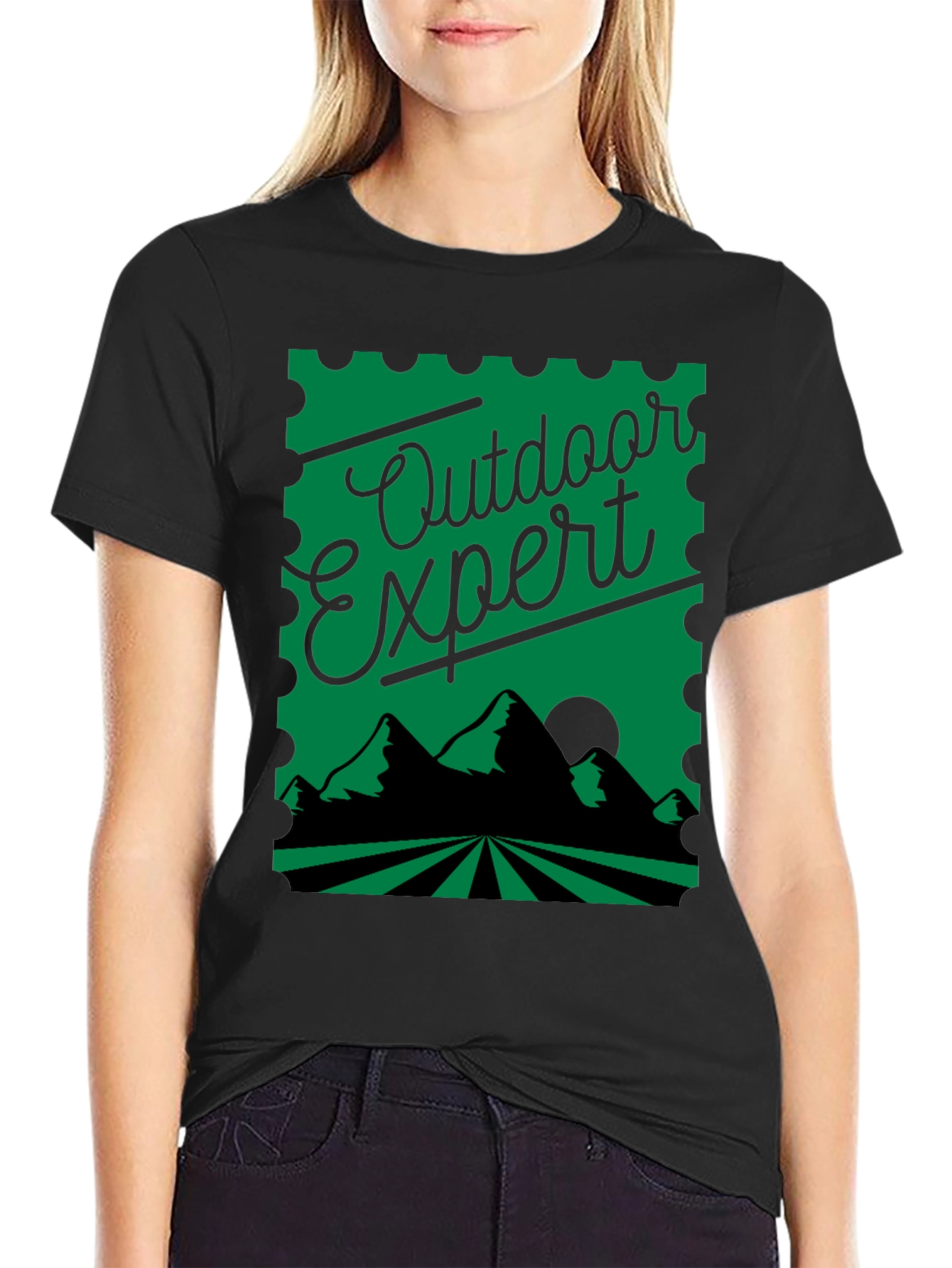 Black Outdoor Expert Graphic T-Shirt - Nature Lover Tee view 2