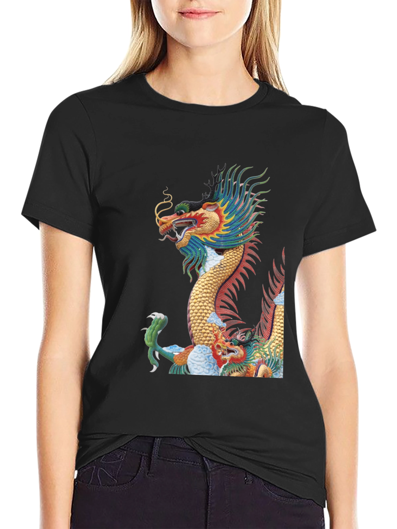 Black Dragon Graphic Tee - Unique Asian Design view 2