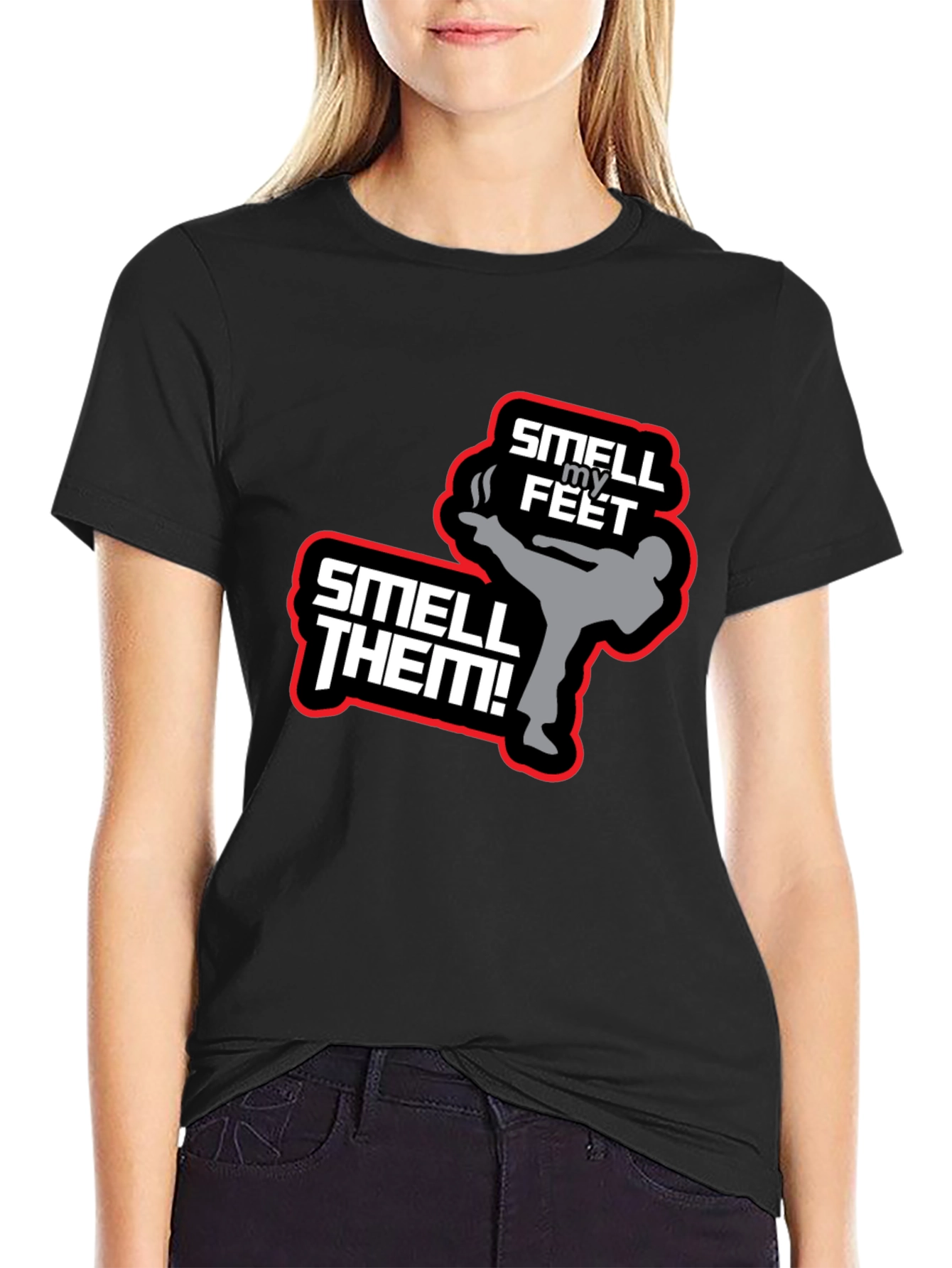 Black Smell My Feet T-Shirt - Funny Martial Arts Tee view 2