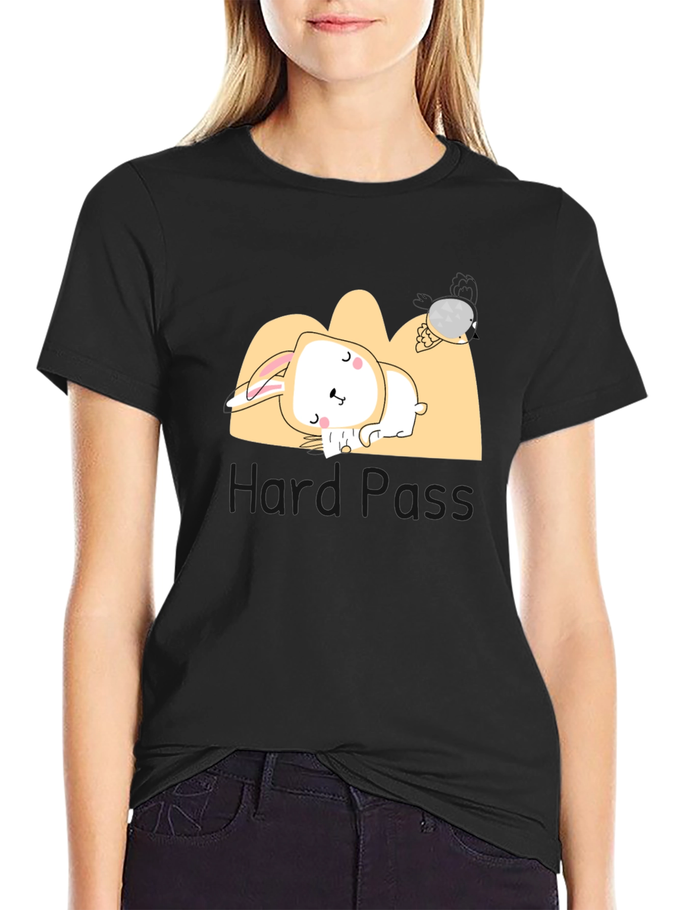 Black Lazy Bunny Graphic Tee - Comfy & Cute Unisex T-Shirt view 2