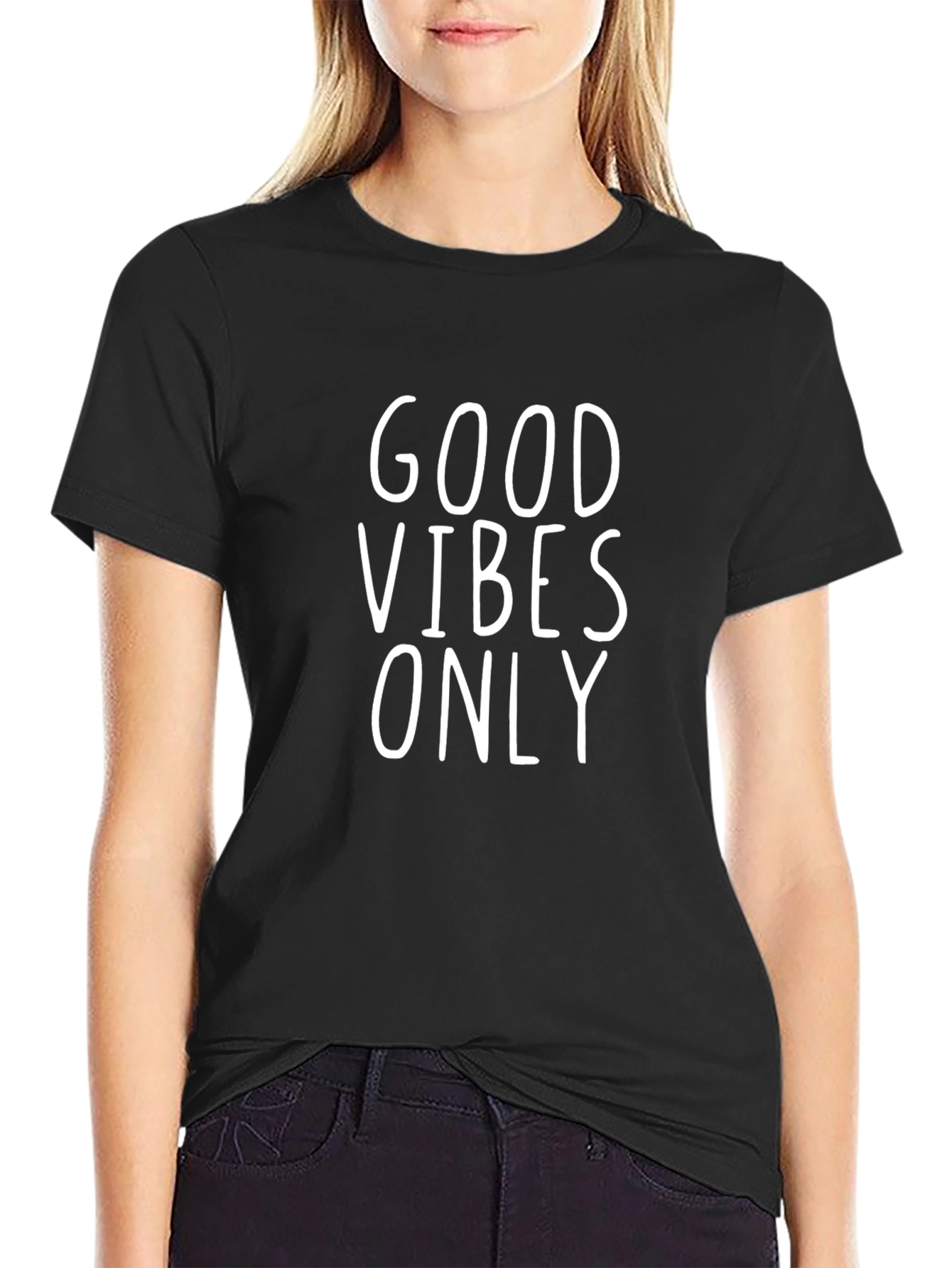 Black Good Vibes Only Graphic Tee - Black view 2