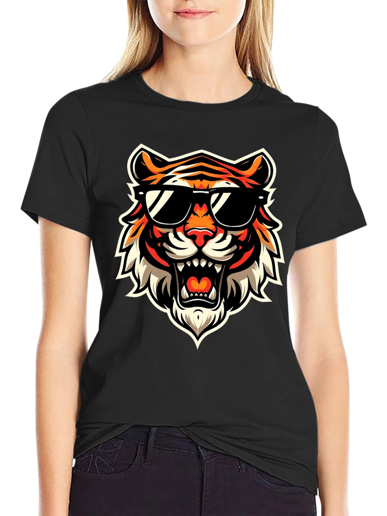 Black Cool Tiger Graphic Tee - Bold Streetwear view 2
