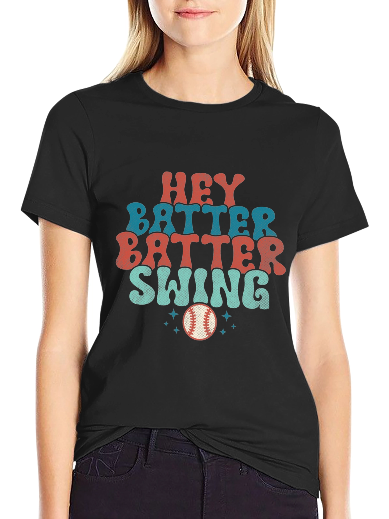 Black Retro Baseball T-Shirt - Batter Up Tee view 2