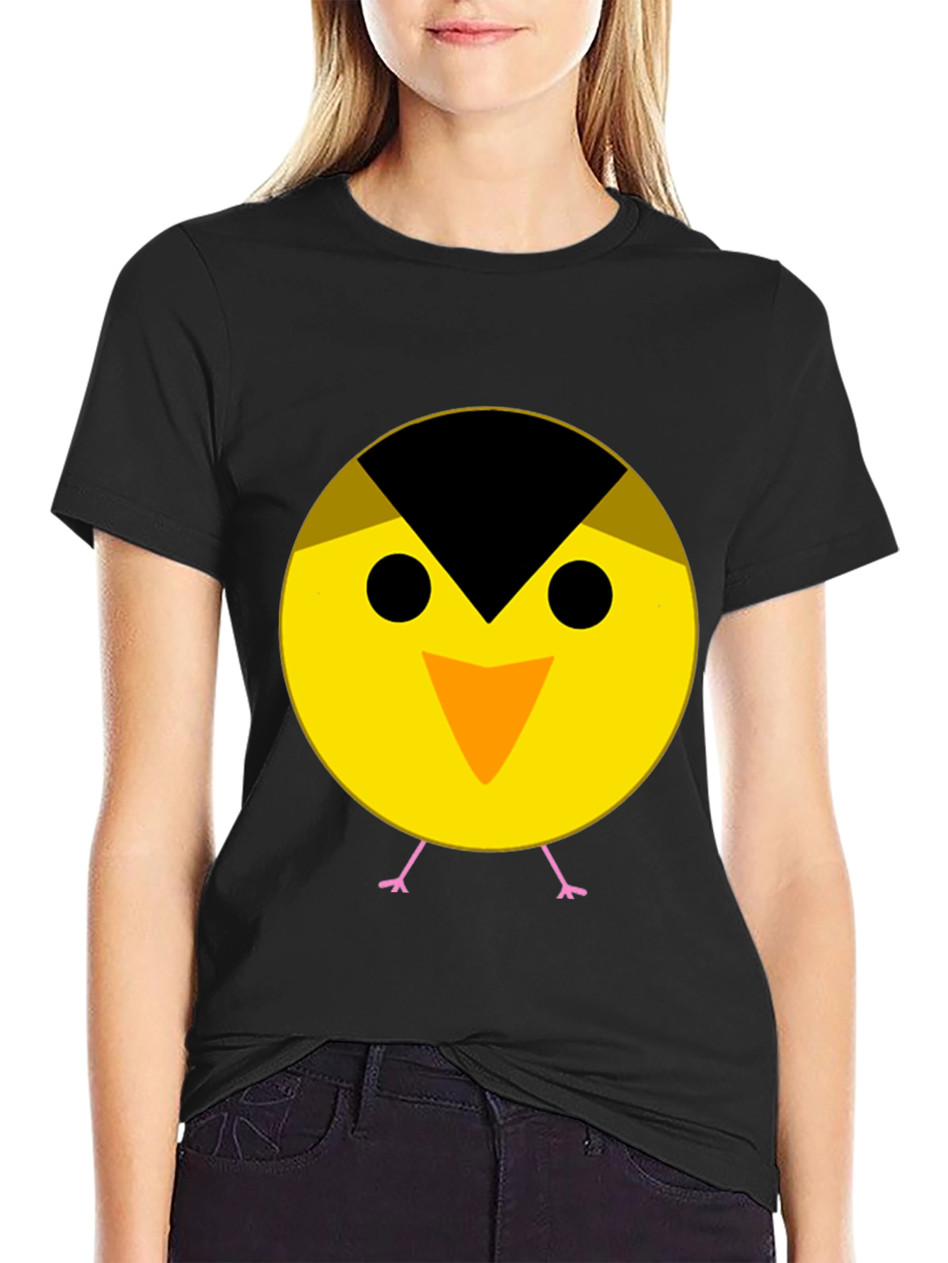 Black Cute Bird Graphic Tee - Black view 2