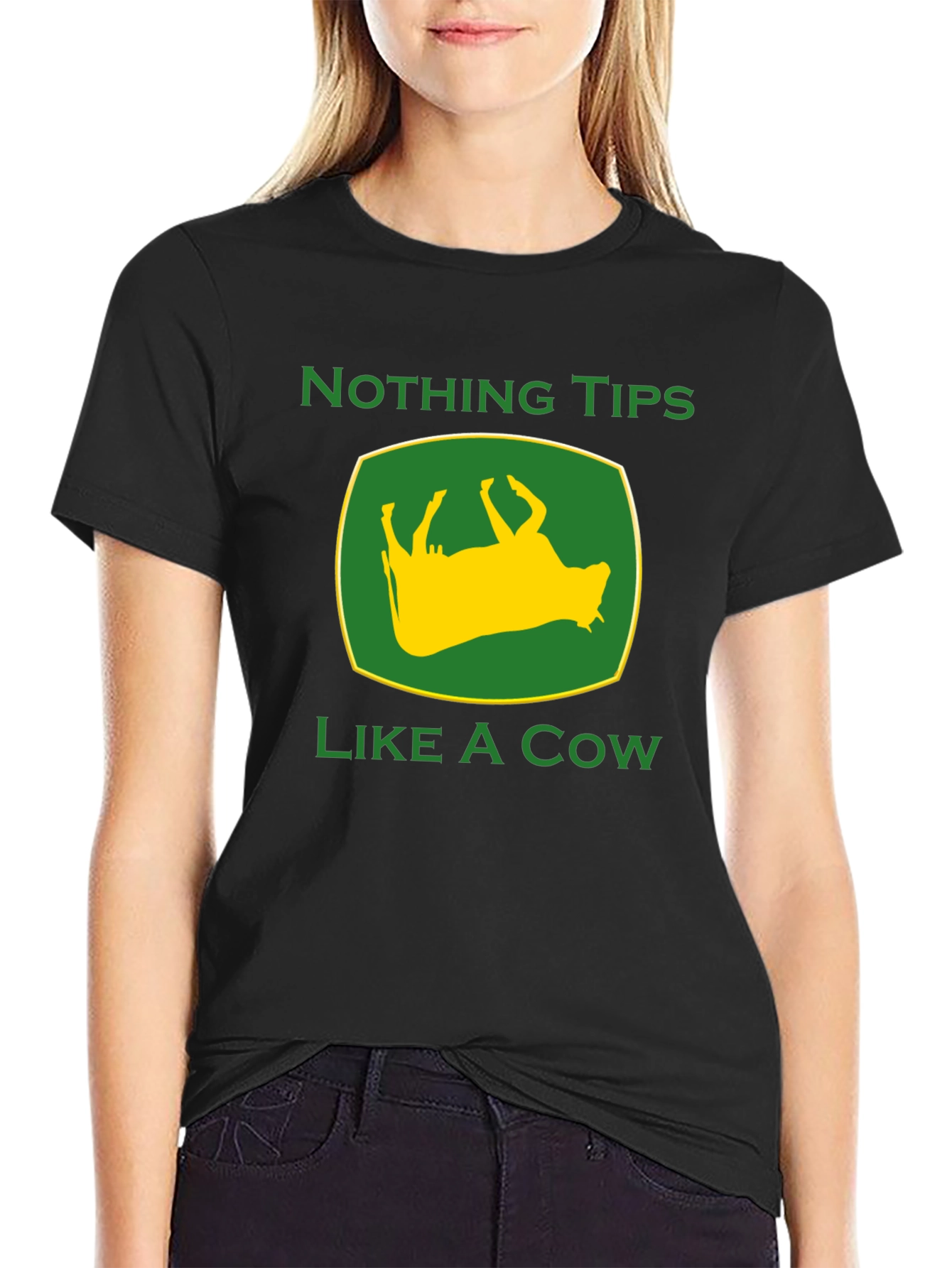 Black Funny Nothing Tips Like A Cow Graphic Tee view 2