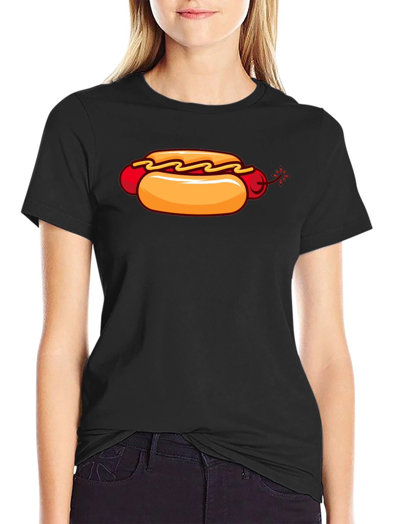 Black Hot Dog Bomb T-Shirt - Funny Graphic Tee view 2